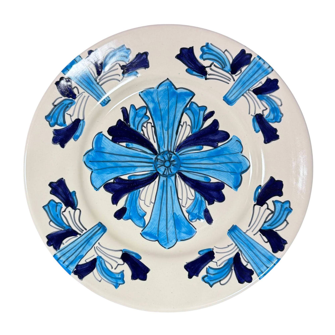 Chrome Hearts CH Hand Painted Blue Cross Plus Kitchen Plates Sterling Silver Hardware