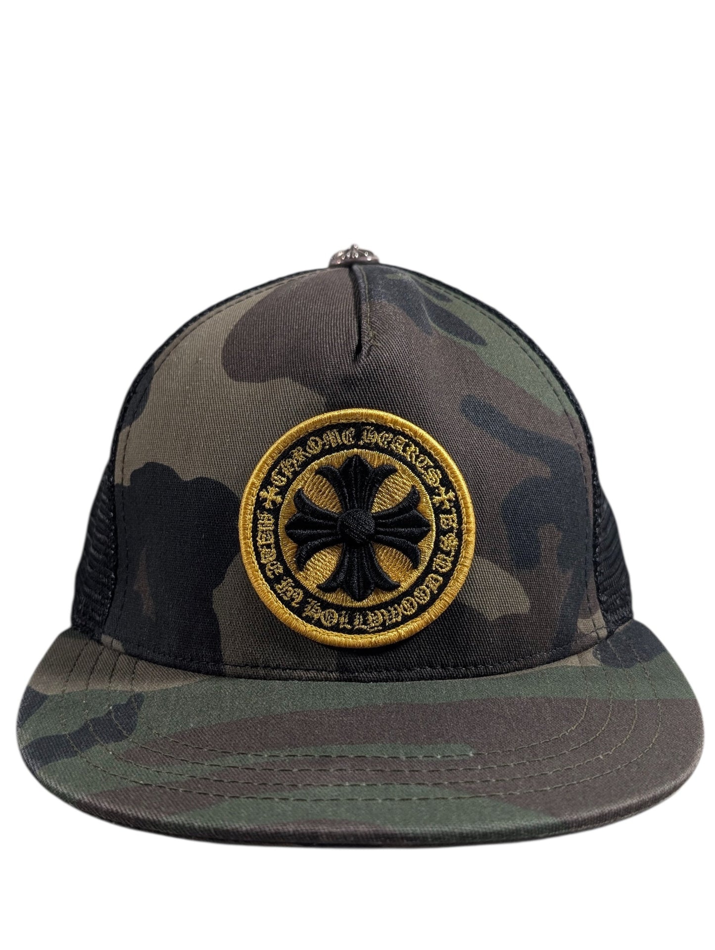 Camo Cross Plus Yellow Stamp Trucker Hat