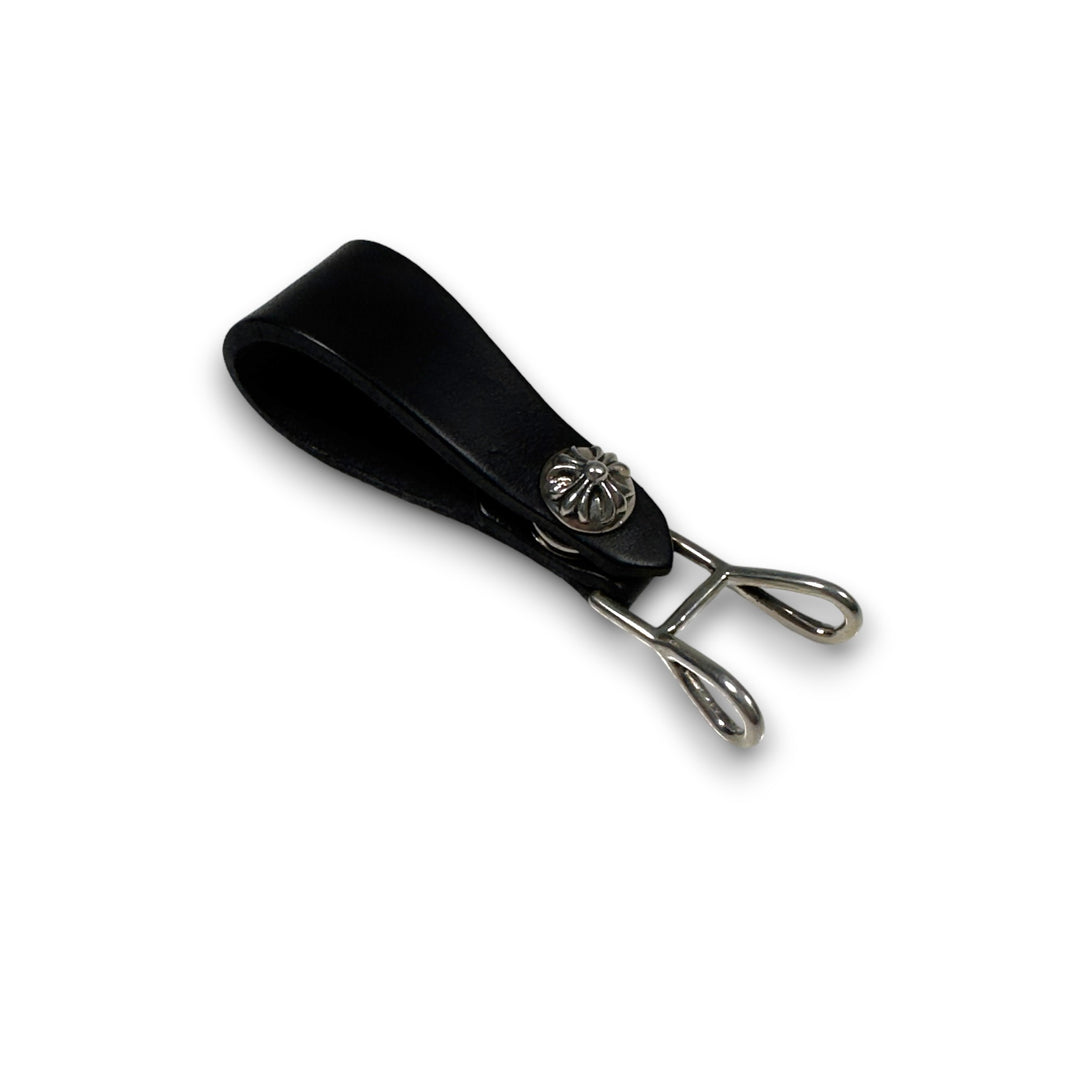 Chrome Hearts Crossball Leather Belt Loop Sterling Silver Hardware