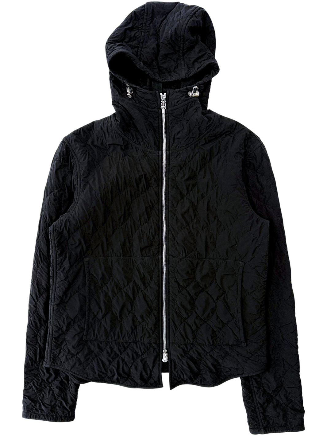 Chrome Hearts Black Quilted Nylon Fleece Hooded Zip Up Jacket