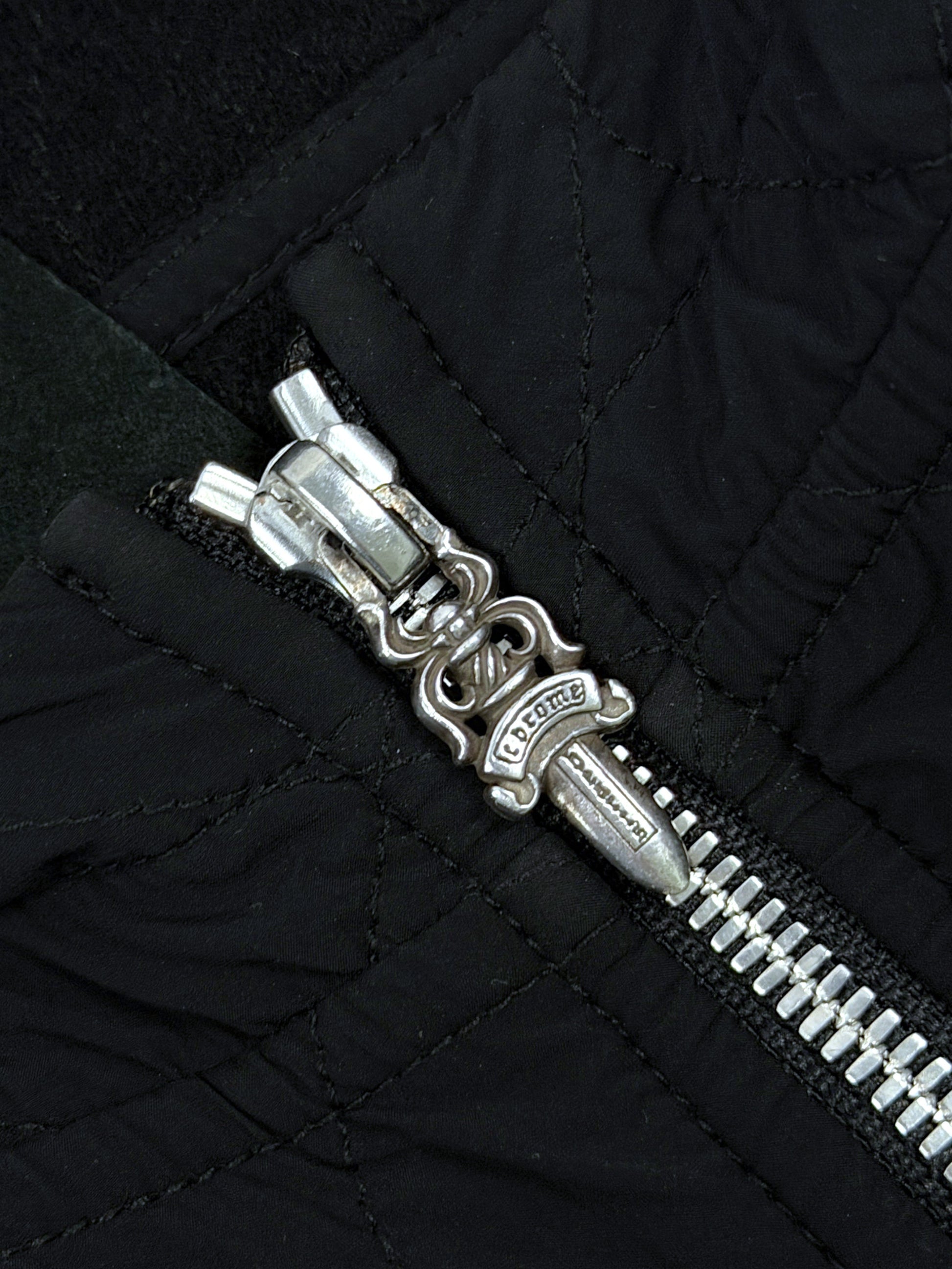 Chrome Hearts Silver Dagger Zip Pull on Quilted Nylon Jacket
