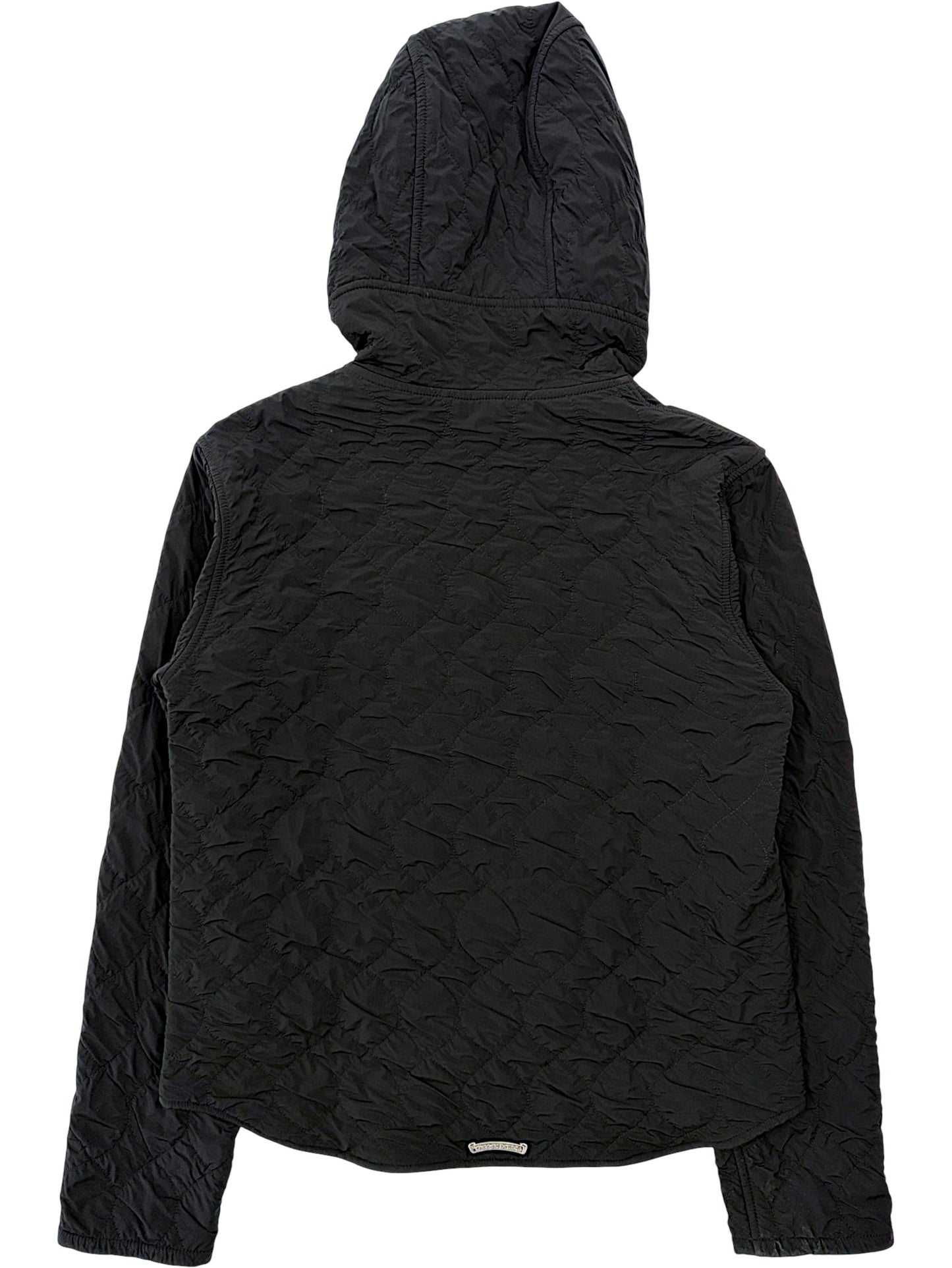 Quilted Nylon Fleece Chrome Hearts Hooded Jacket Black