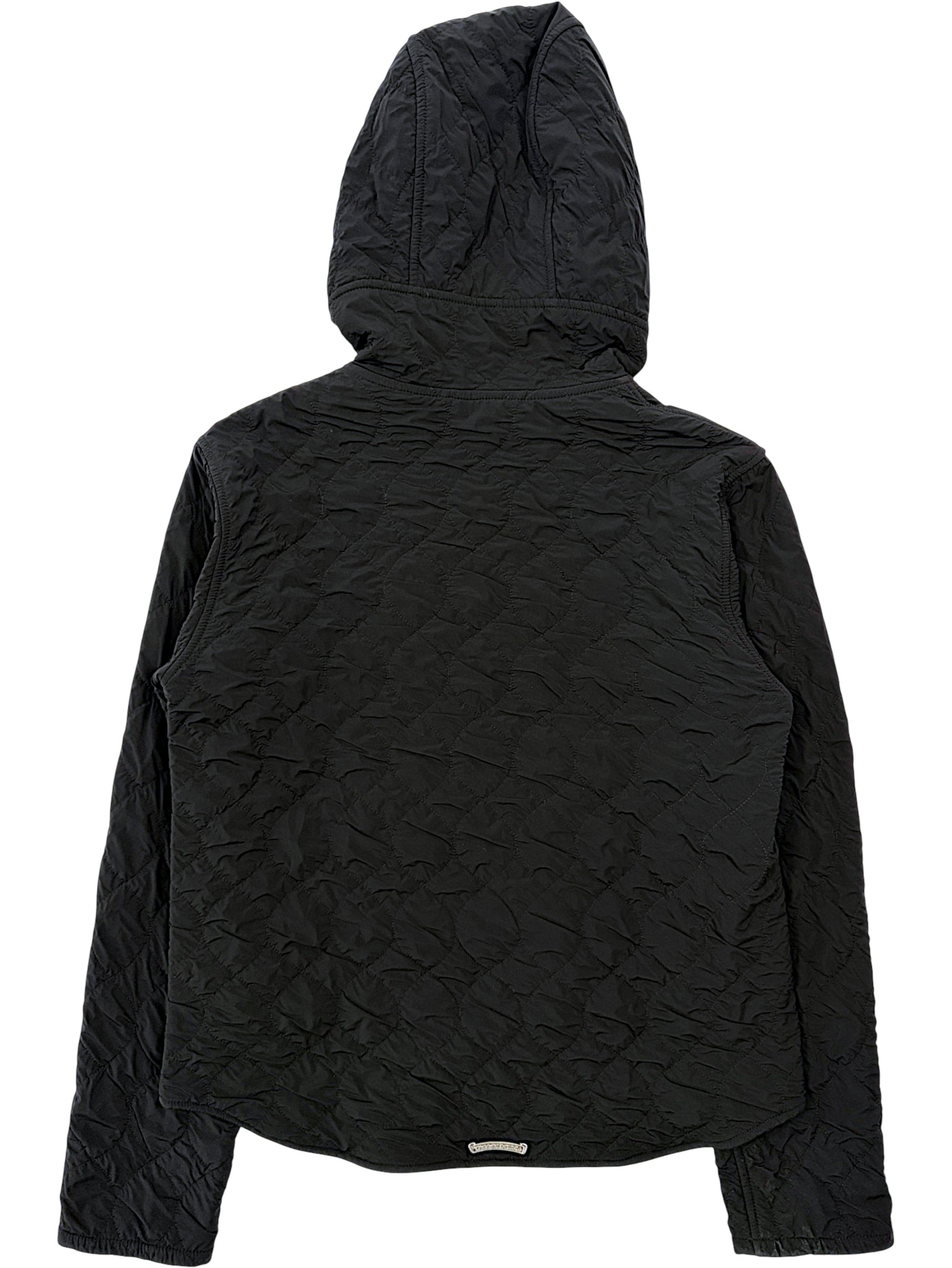 Quilted Nylon Fleece Chrome Hearts Hooded Jacket Black