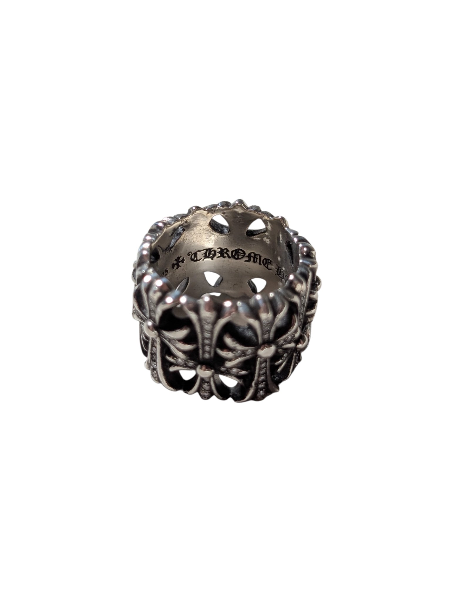 Chrome Hearts Cemetery Cross Ring Pave Diamond Authenticated Designer