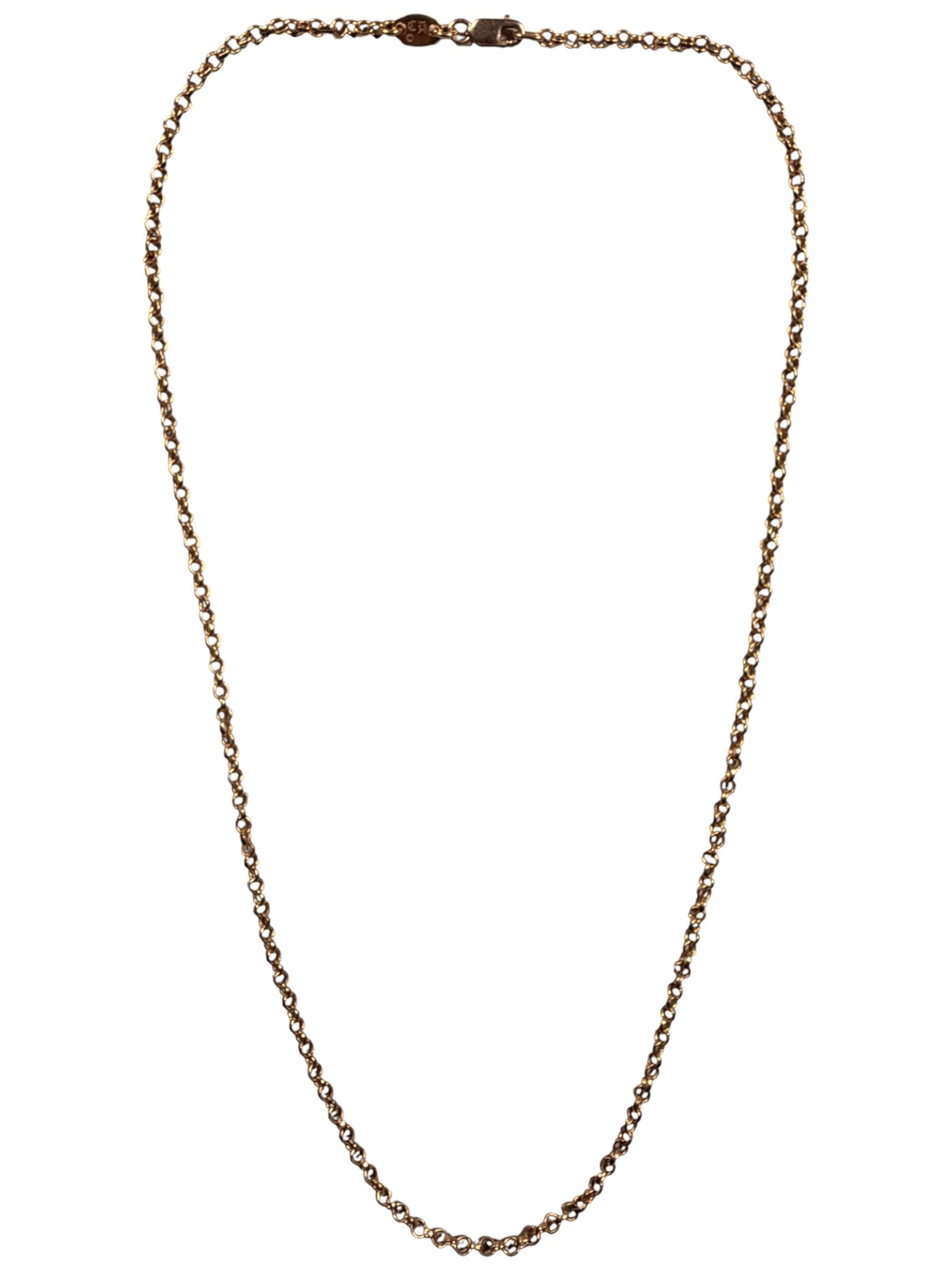 Chrome Hearts 22k Gold Roll Chain Necklace Sterling Silver Hardware
