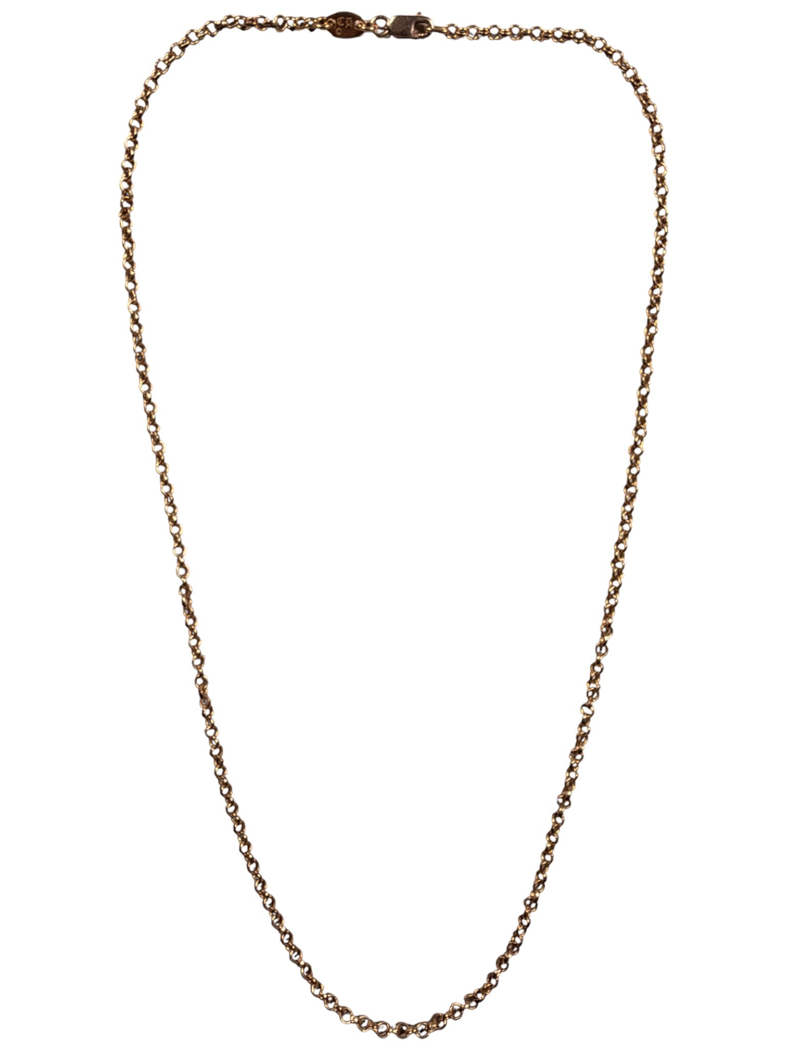Chrome Hearts 22k Gold Roll Chain Necklace Sterling Silver Hardware