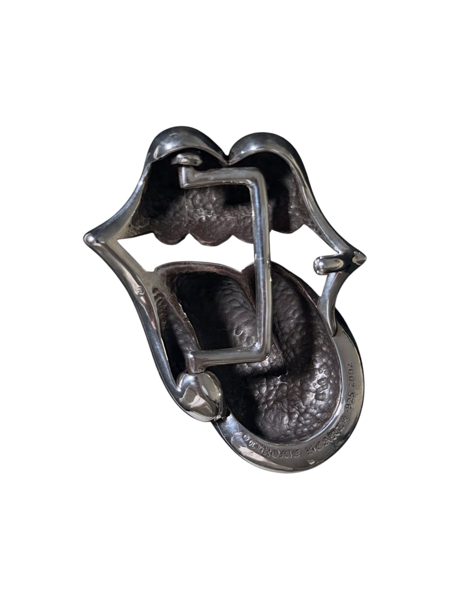 .925 Sterling Silver Sculpted Mouth Tongue Buckle Chrome Hearts 2002
