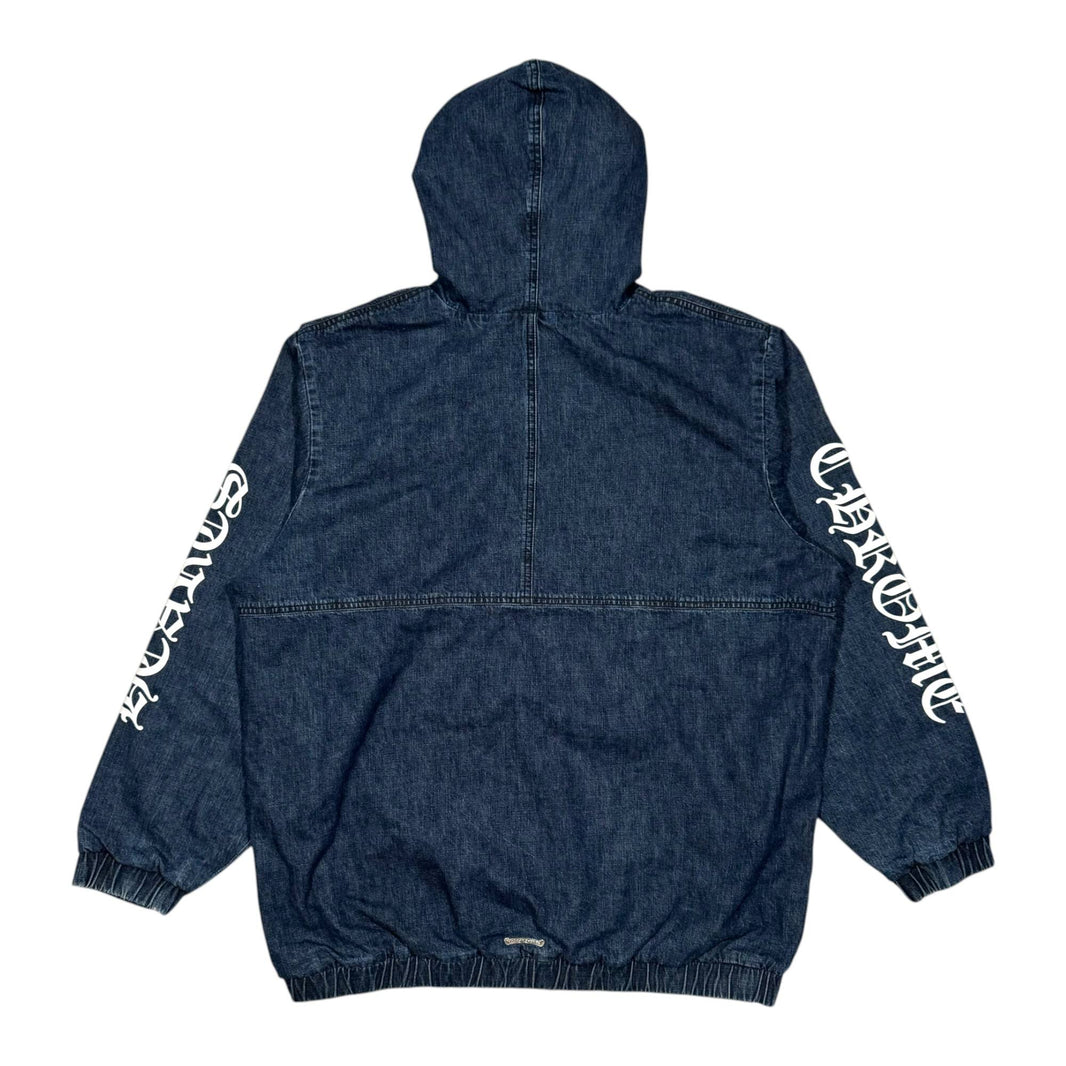 Chrome Hearts White Cross Patch Denim Anorak Jacket Sterling Silver Hardware