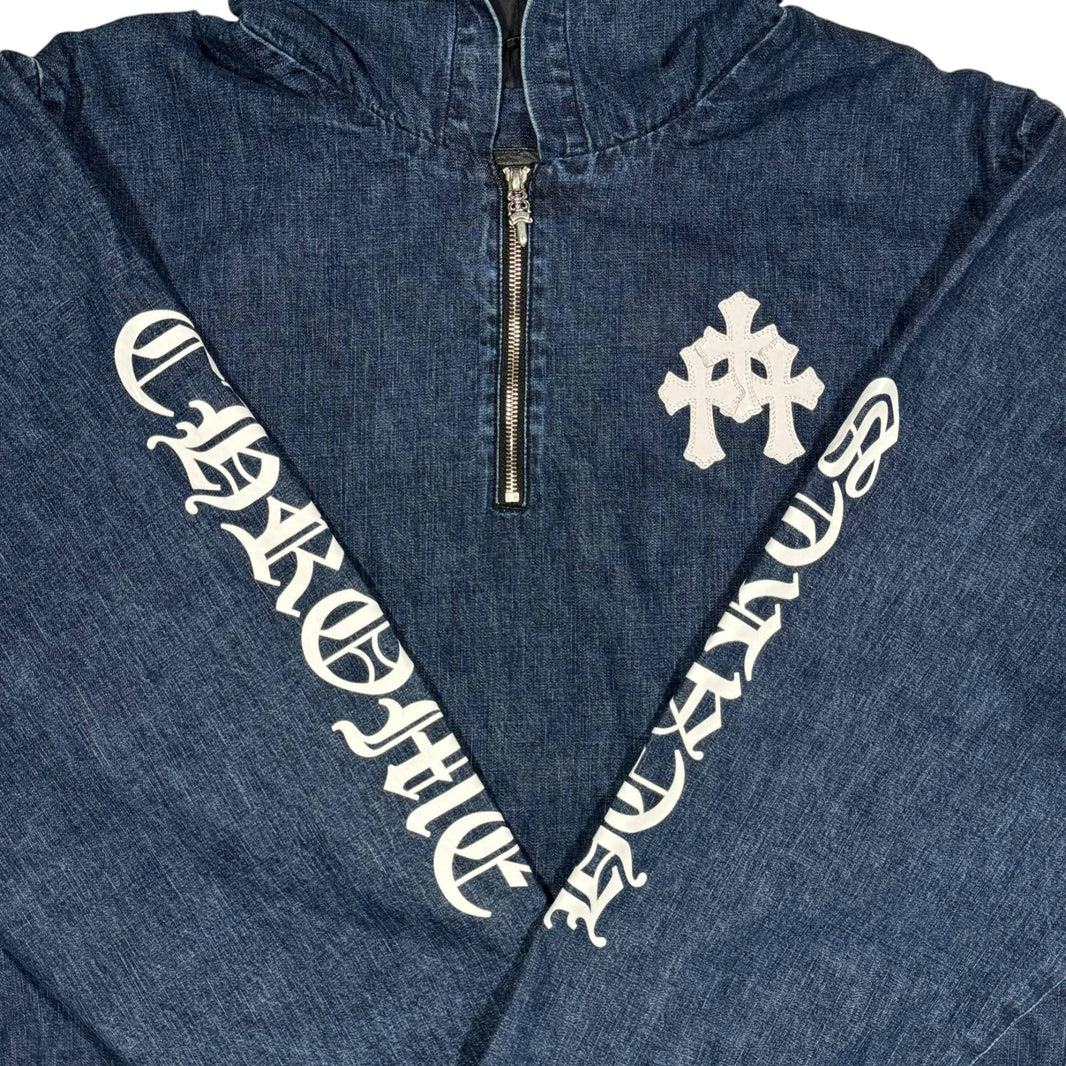 Chrome Hearts White Cross Patch Denim Anorak Jacket Verified YP Collective
