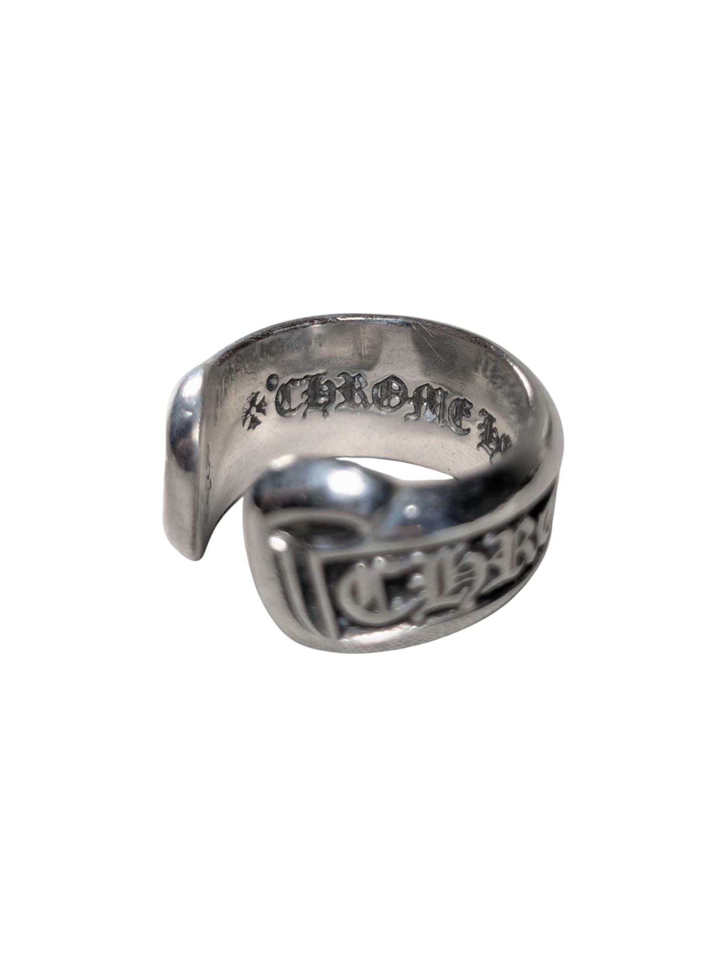 Silver Scroll Logo Ring