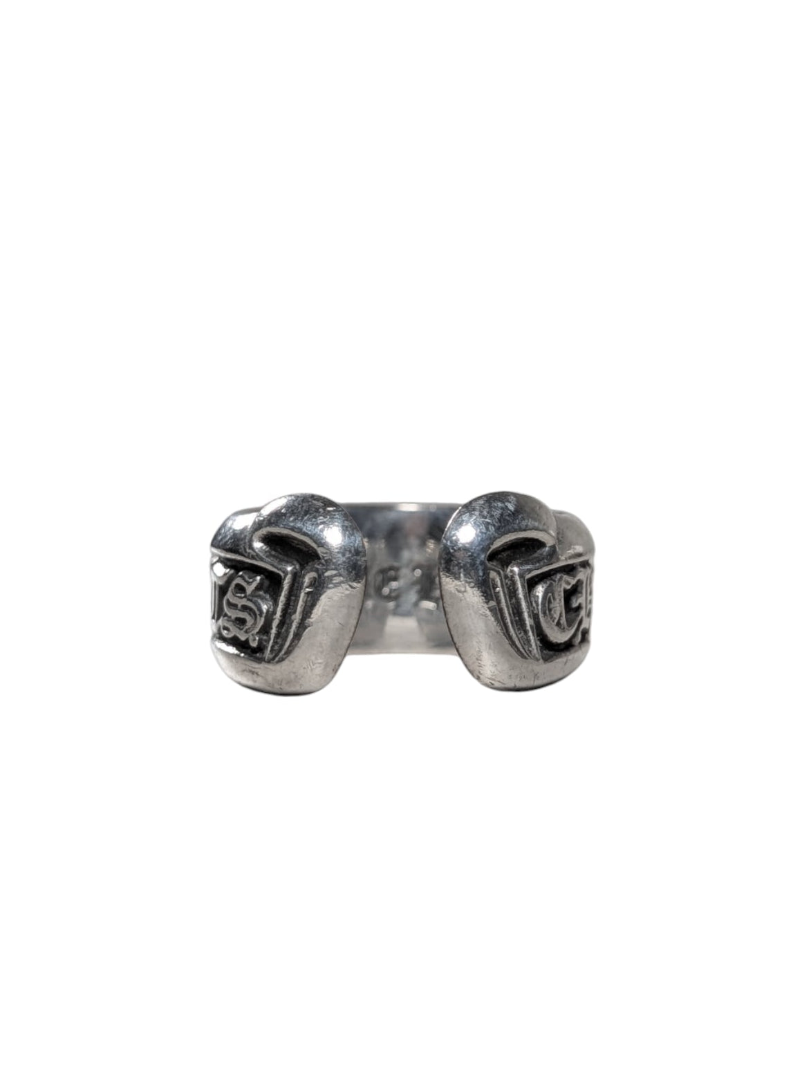 Chrome Hearts Silver Scroll Logo Ring Sterling Silver Hardware
