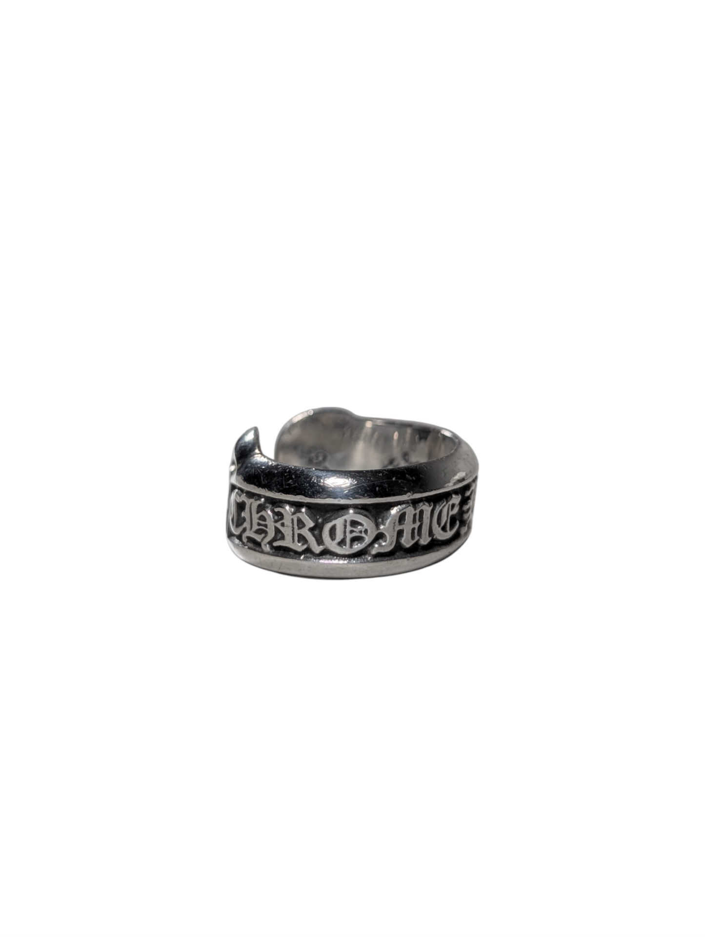 Silver Scroll Logo Ring