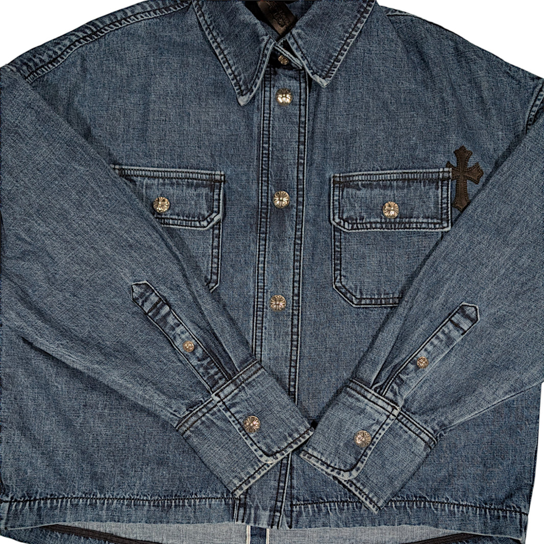 Chrome Hearts Women's Cross Patch Denim Shirt Verified YP Collective