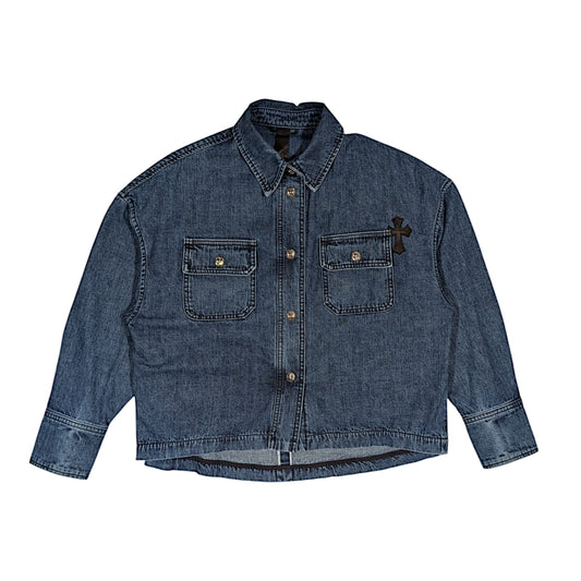 Chrome Hearts Women's Cross Patch Denim Shirt Authentic Denim Jackets
