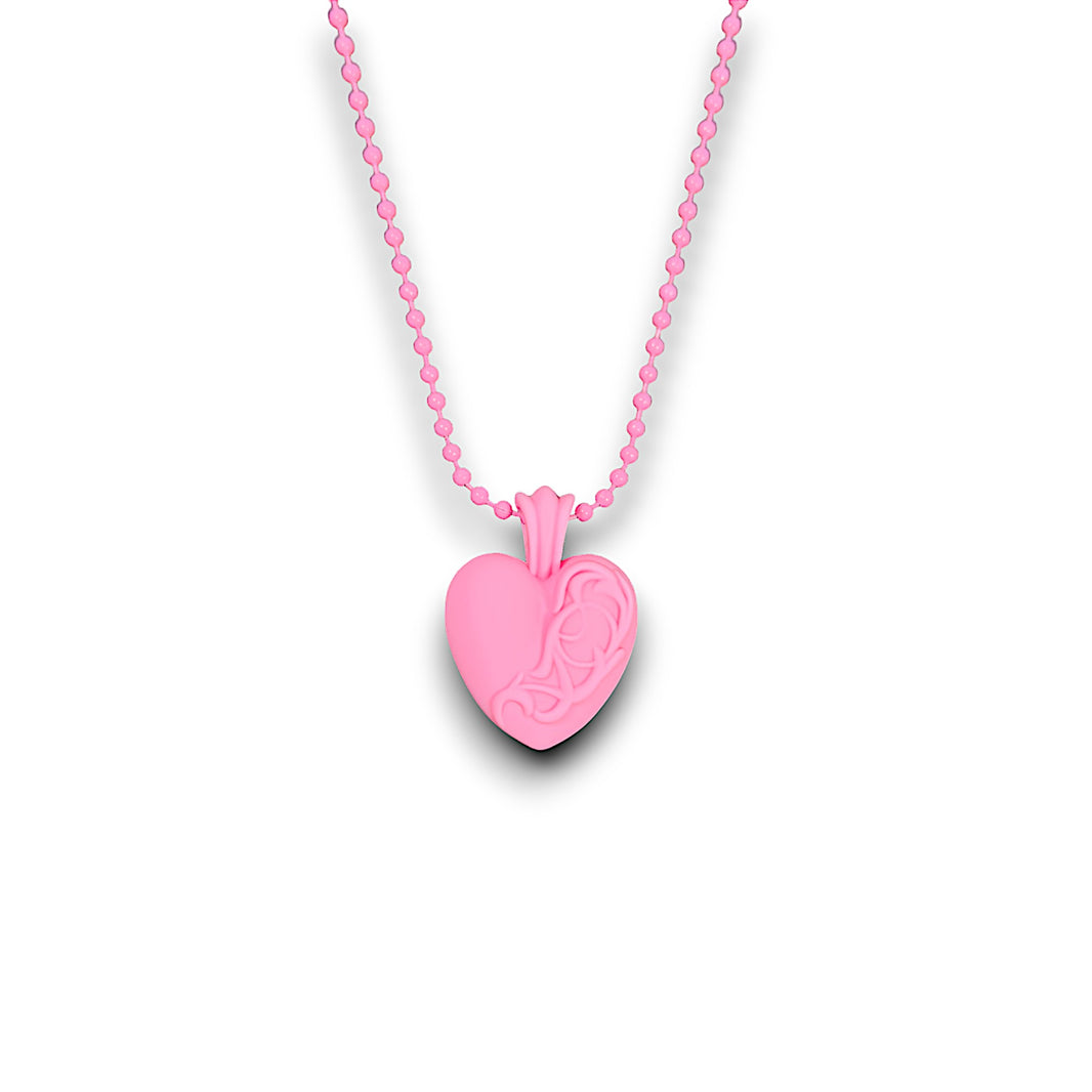 Pink Silichrome Floral Heart Necklace