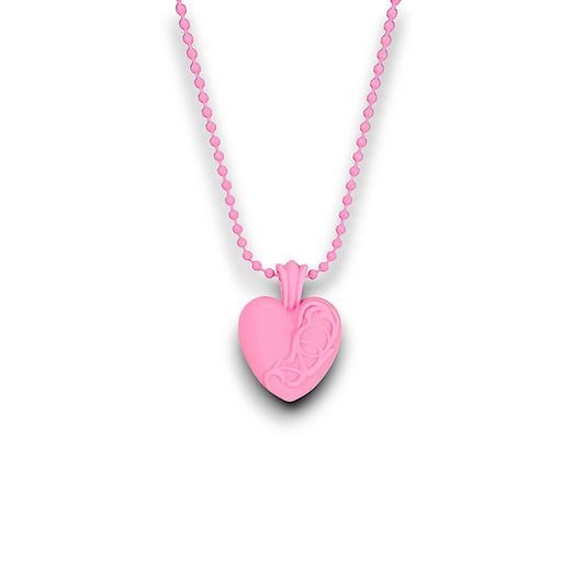 Chrome Hearts Pink Silichrome Floral Heart Necklace Authentic Necklaces