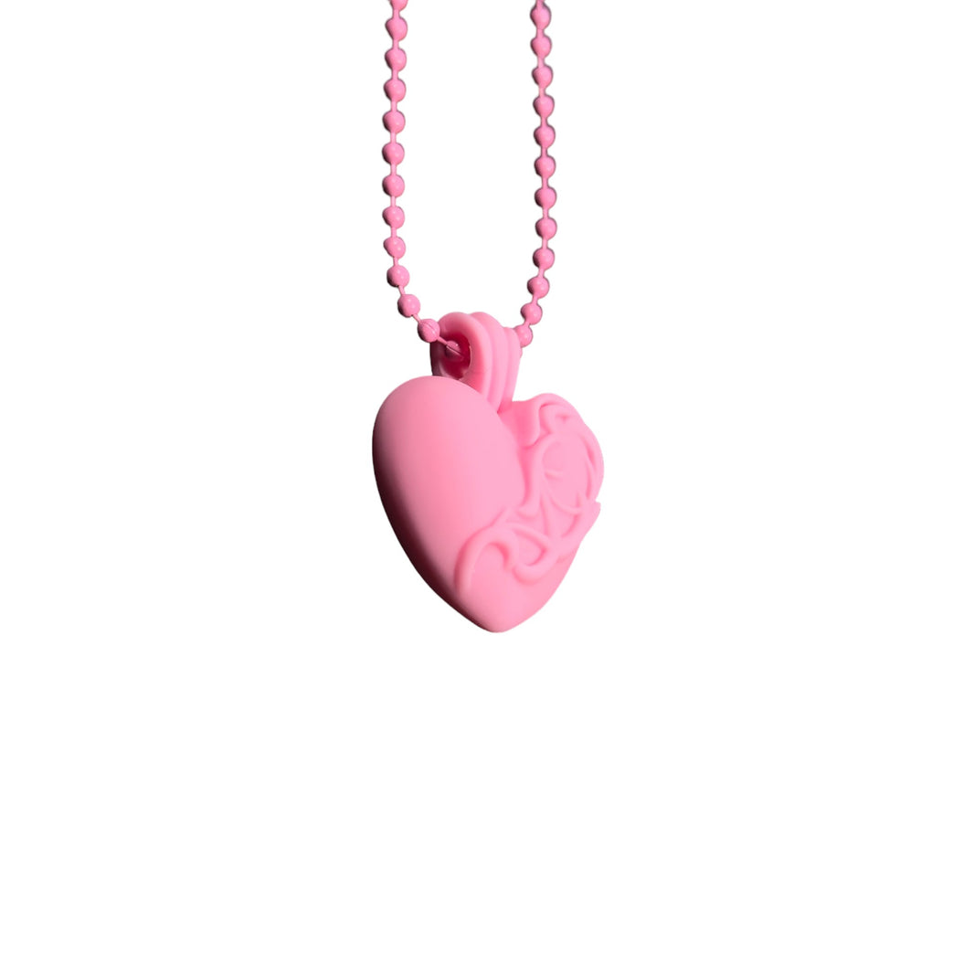 Chrome Hearts Pink Silichrome Floral Heart Necklace Archival
