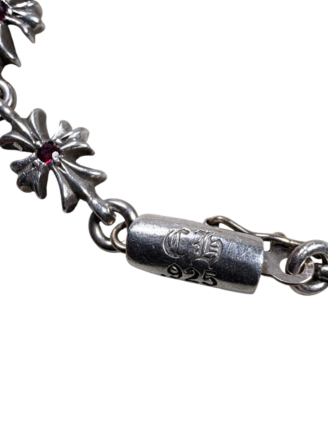 Chrome Hearts Tiny E Bracelet Ruby Sterling Silver Hardware