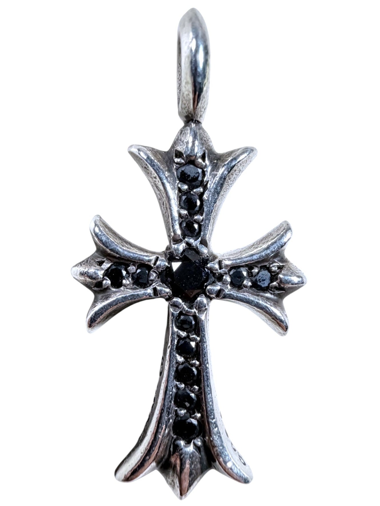 Tiny Cross Fat Pendant Pave Black Diamond