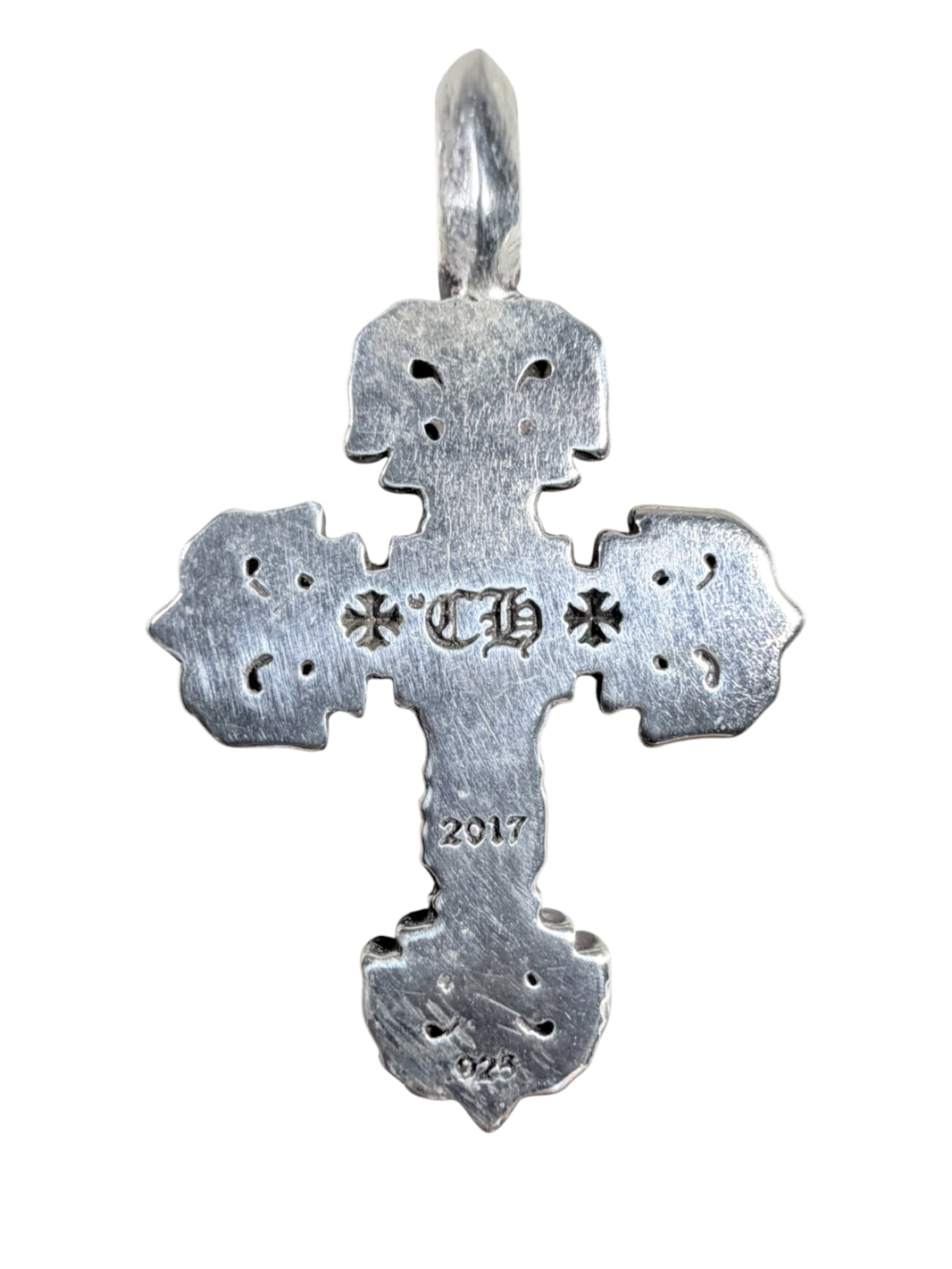 Chrome Hearts Silver Filigree Cross Pendant Pave Diamond Verified YP Collective