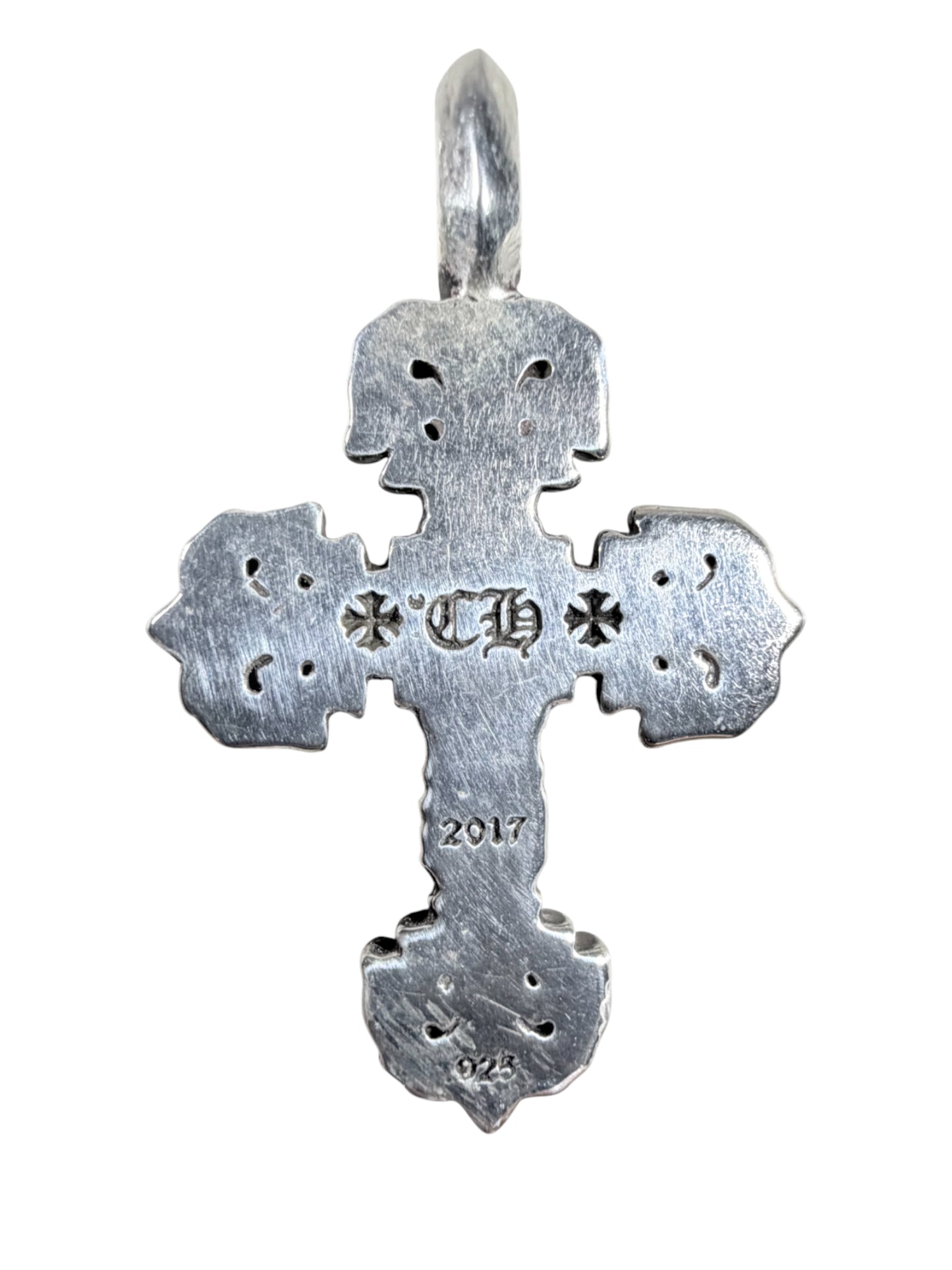 Silver Filigree Cross Pendant Pave Diamond