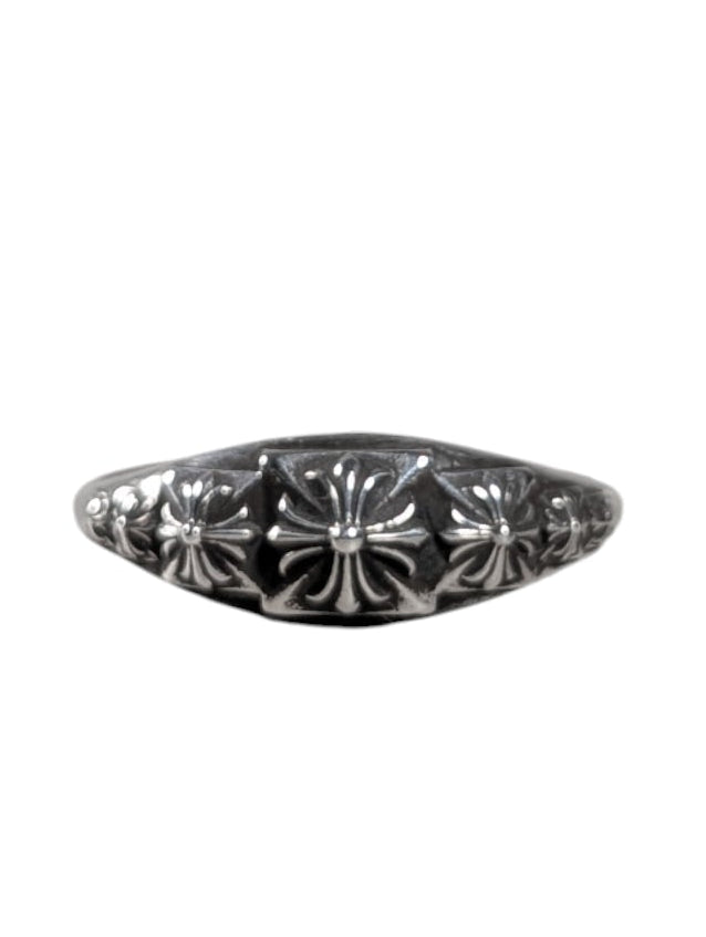 Chrome Hearts Silver Tiny Pyramid CH Plus Ring Authentic Rings