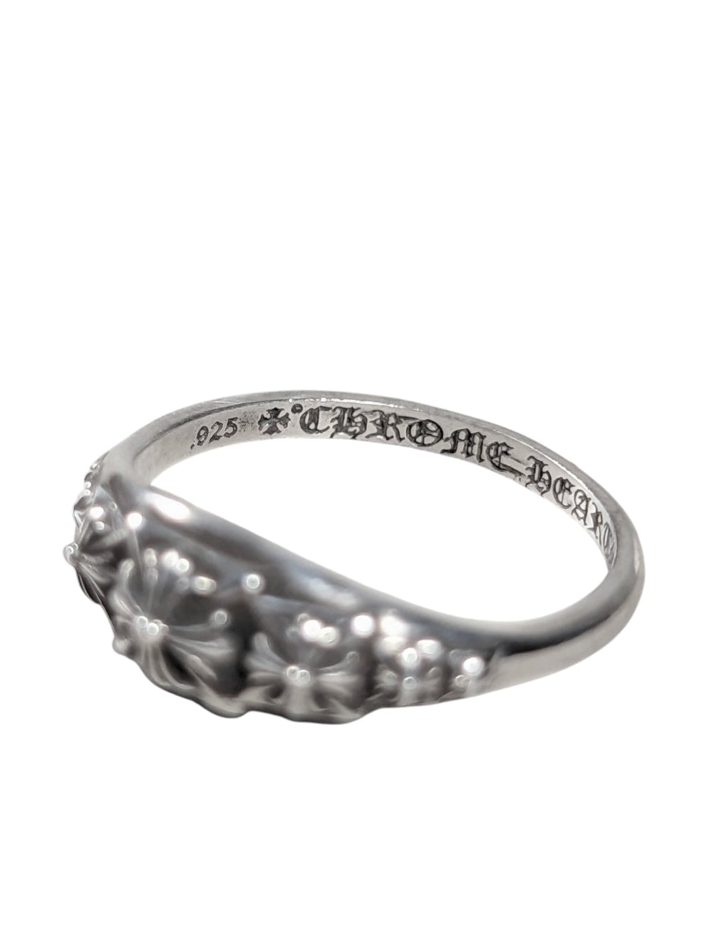 Chrome Hearts Silver Tiny Pyramid CH Plus Ring Authenticated Designer