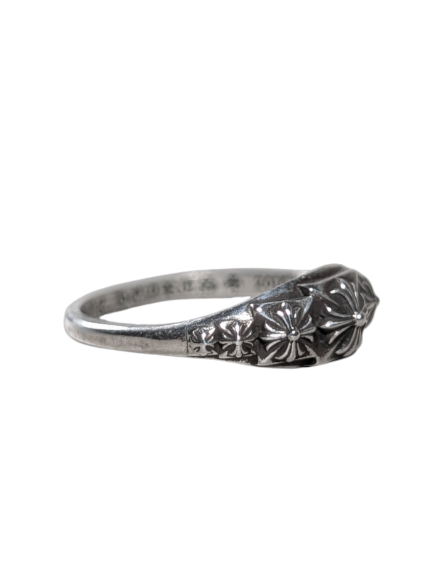 Chrome Hearts Silver Tiny Pyramid CH Plus Ring Sterling Silver Hardware