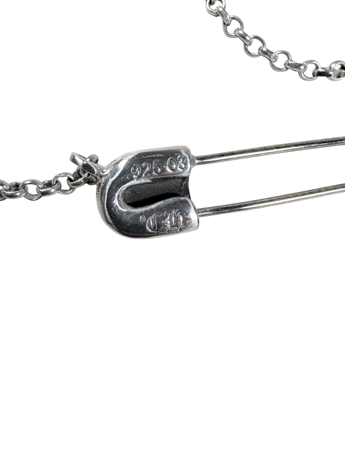Chrome Hearts Safety Pin Roll Chain Necklace Silver Authenticated Designer