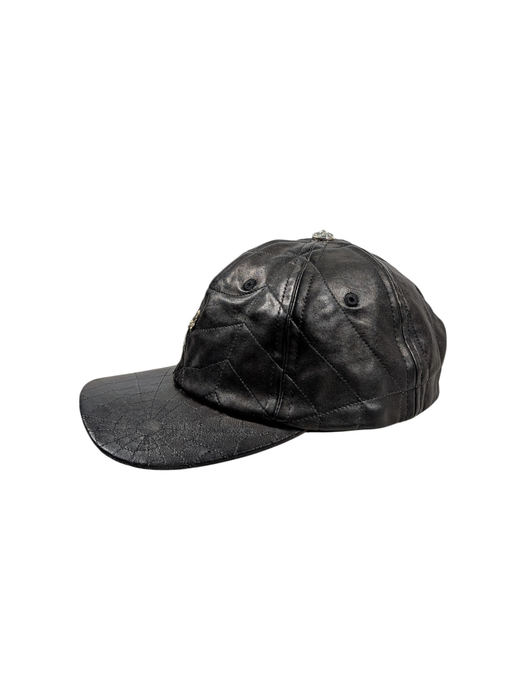 chrome hearts spiderweb hat silver cross patch leather black limited edition rare cap