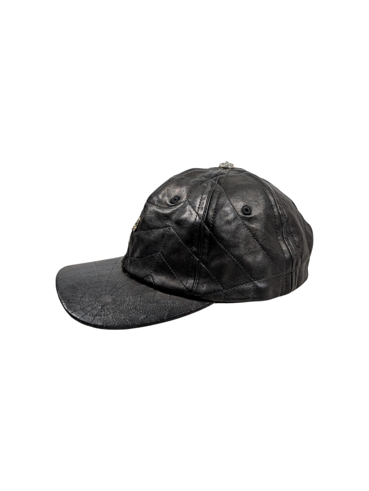 chrome hearts spiderweb hat silver cross patch leather black limited edition rare cap