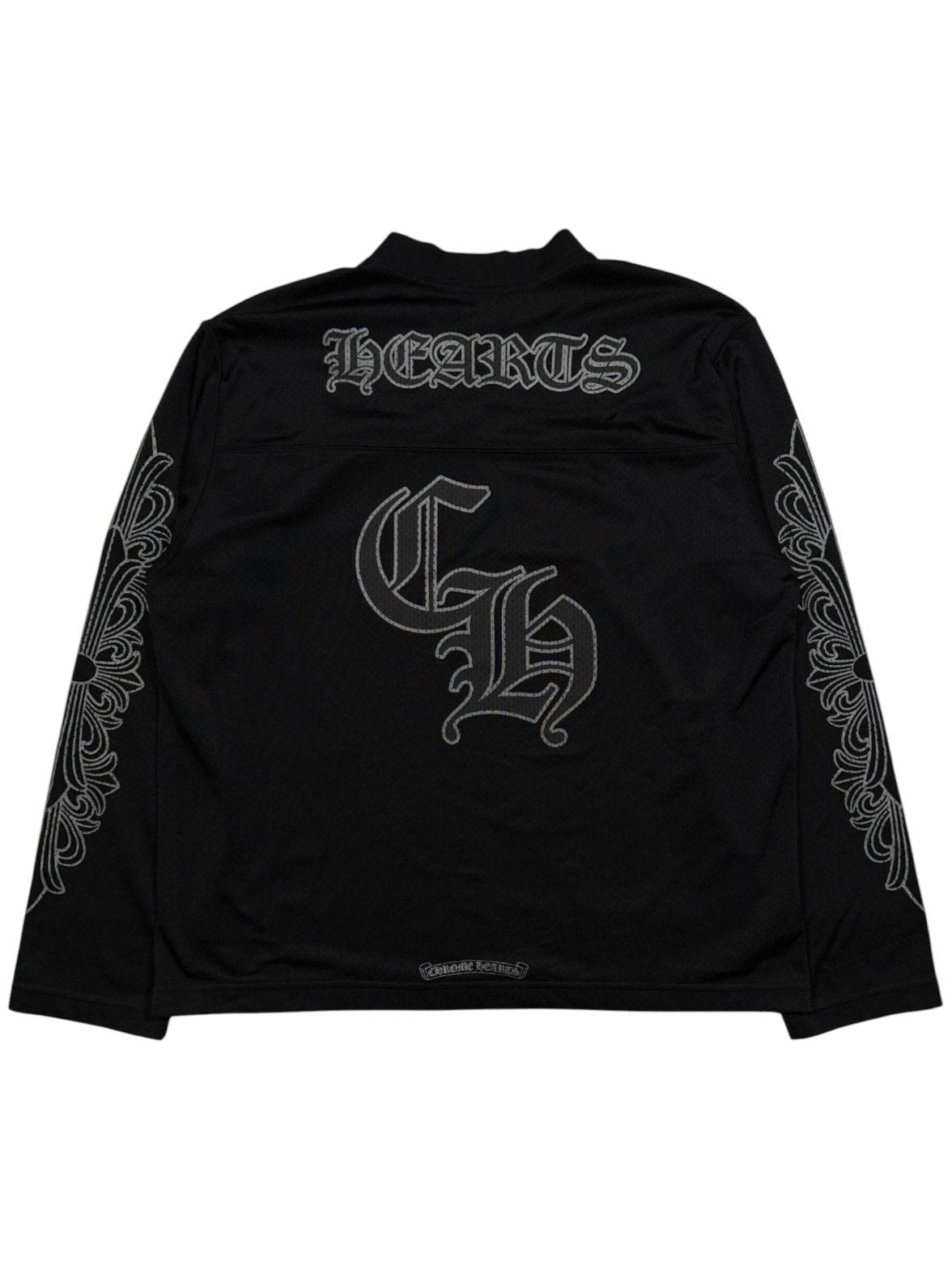 Chrome Hearts Fleur Scroll Sleeve Graphic Mesh Jersey Black