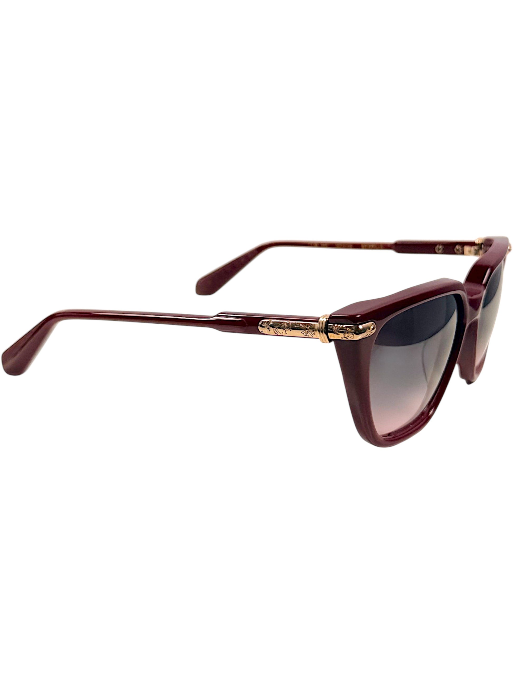 Chrome Hearts Stiffilis Gold Cross Temple Burgundy Frame