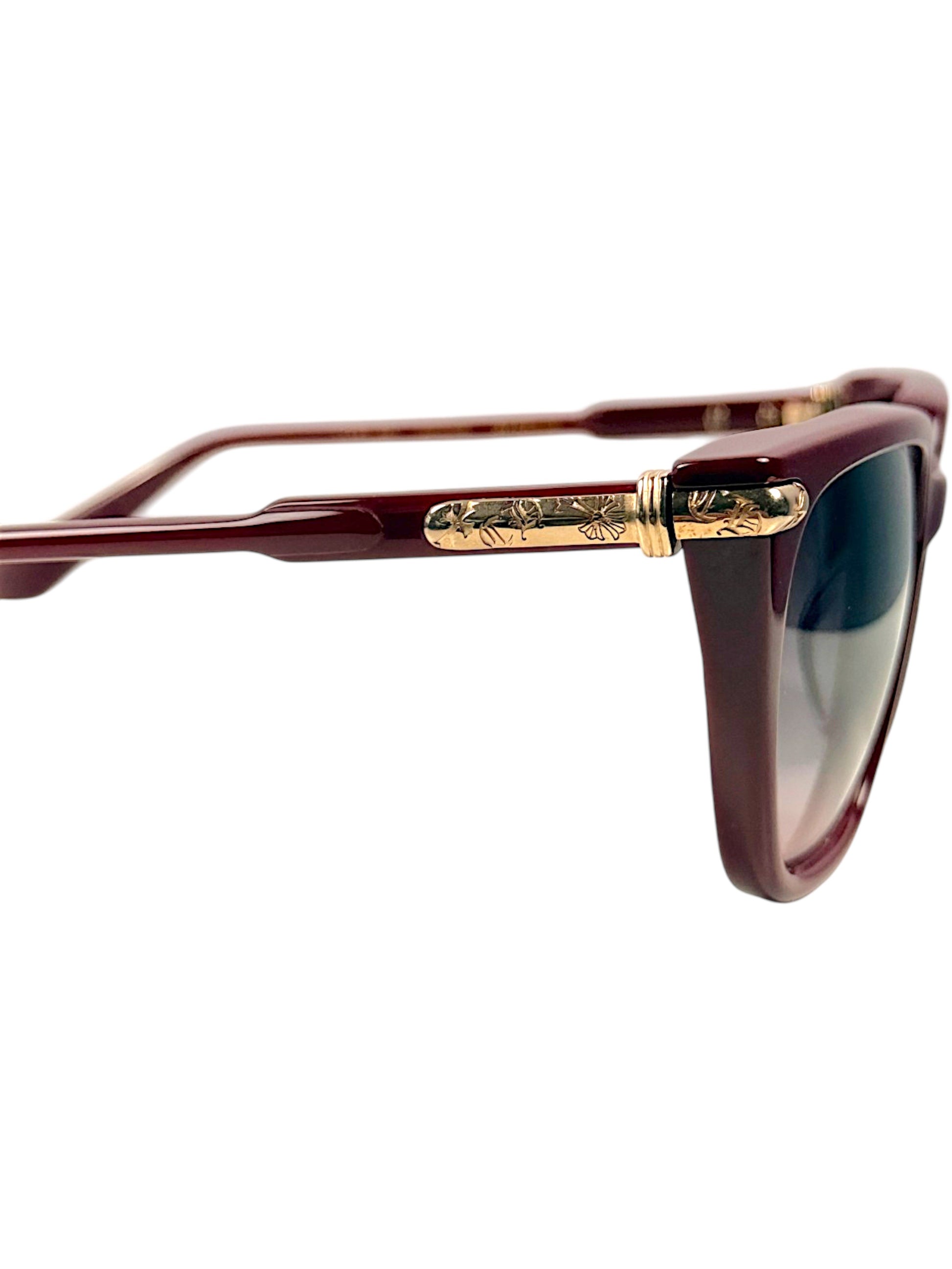 Burgundy Acetate Chrome Hearts Womens Sunglasses Gold Accents