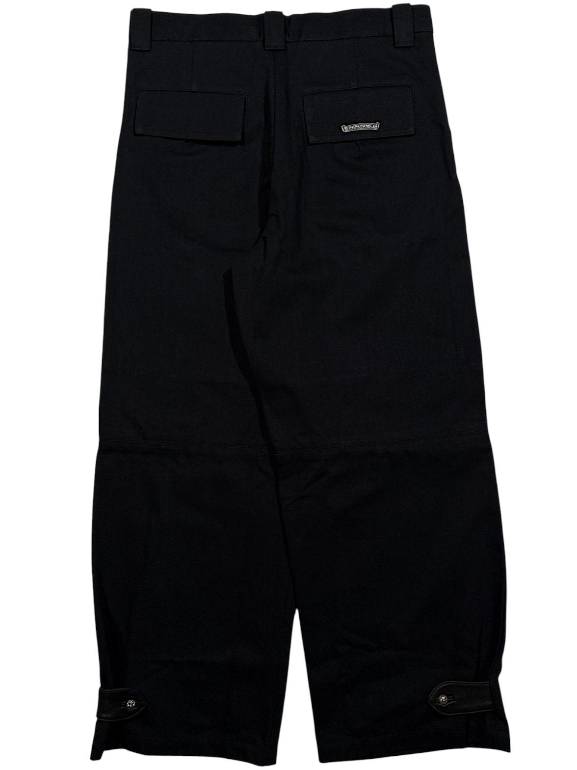Chrome Hearts Street Sweeper Black Selvedge Denim Back Wide Leg Leather Tabs