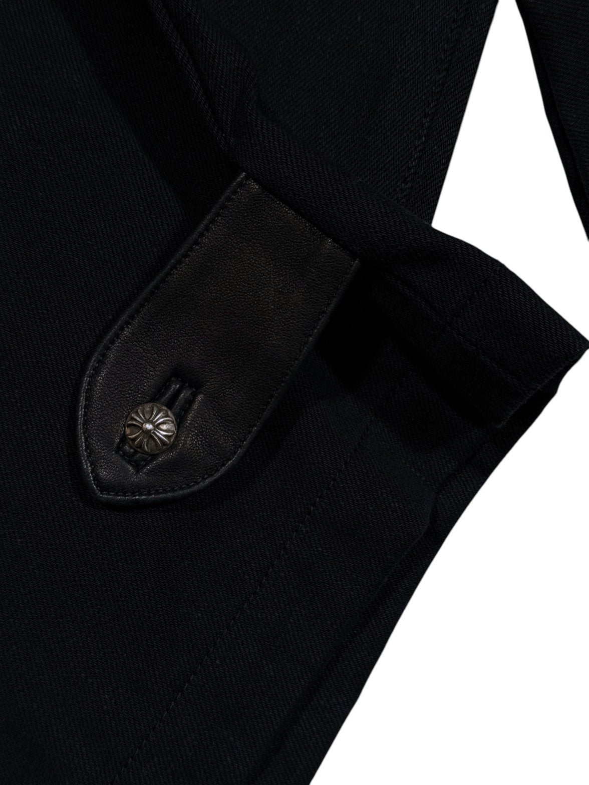 Chrome Hearts Leather Ankle Tab Crossball Plus Silver Hardware Detail