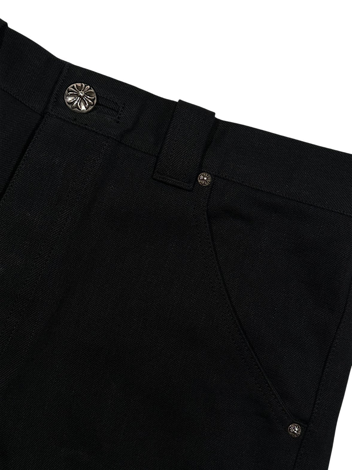 Chrome Hearts Crossball Plus Sterling Silver Hardware Waistband Black Selvedge Denim