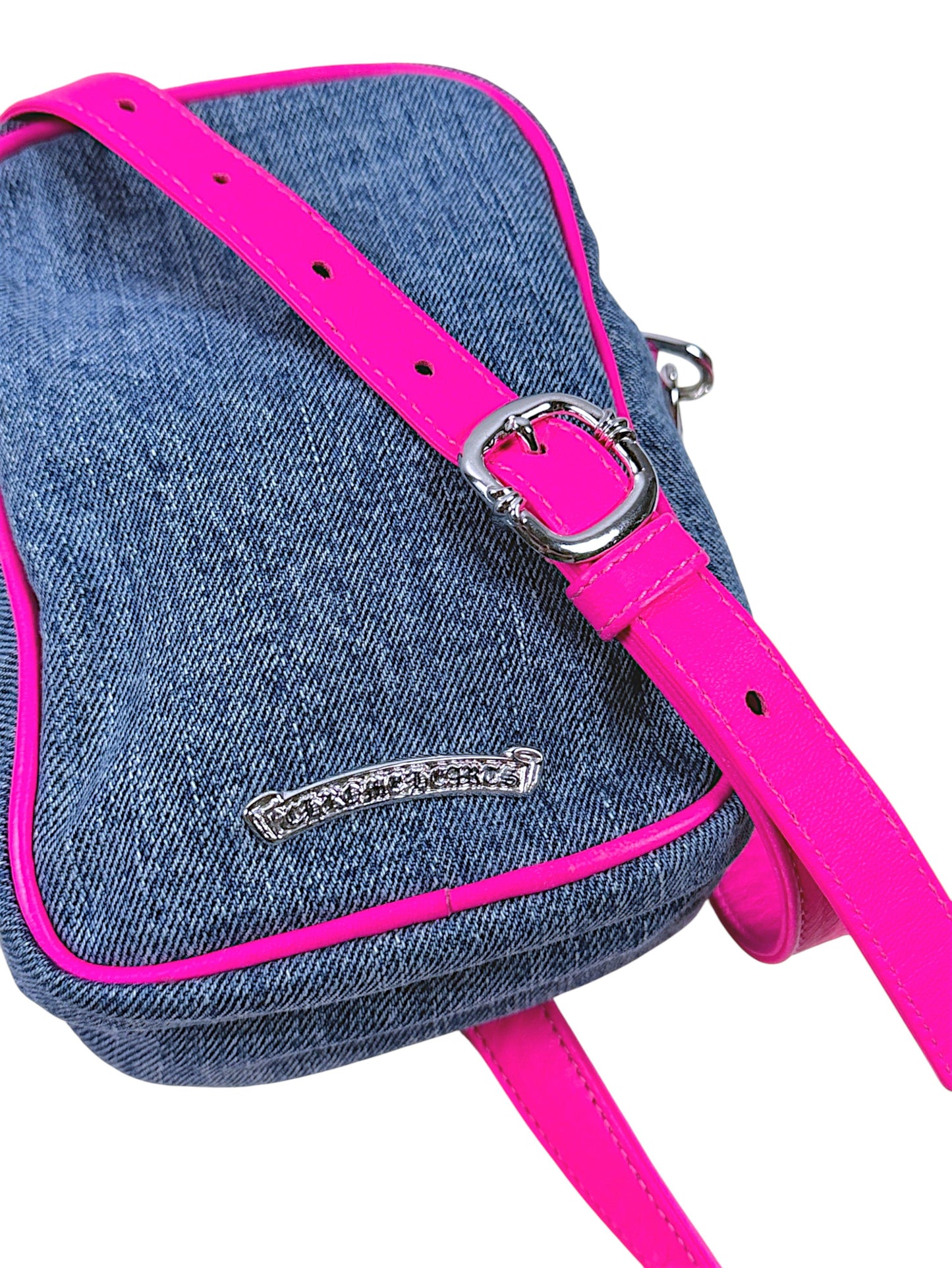 Blue Denim Chrome Hearts Taka Crossbody Bag Silver Chrome Hearts Plaque