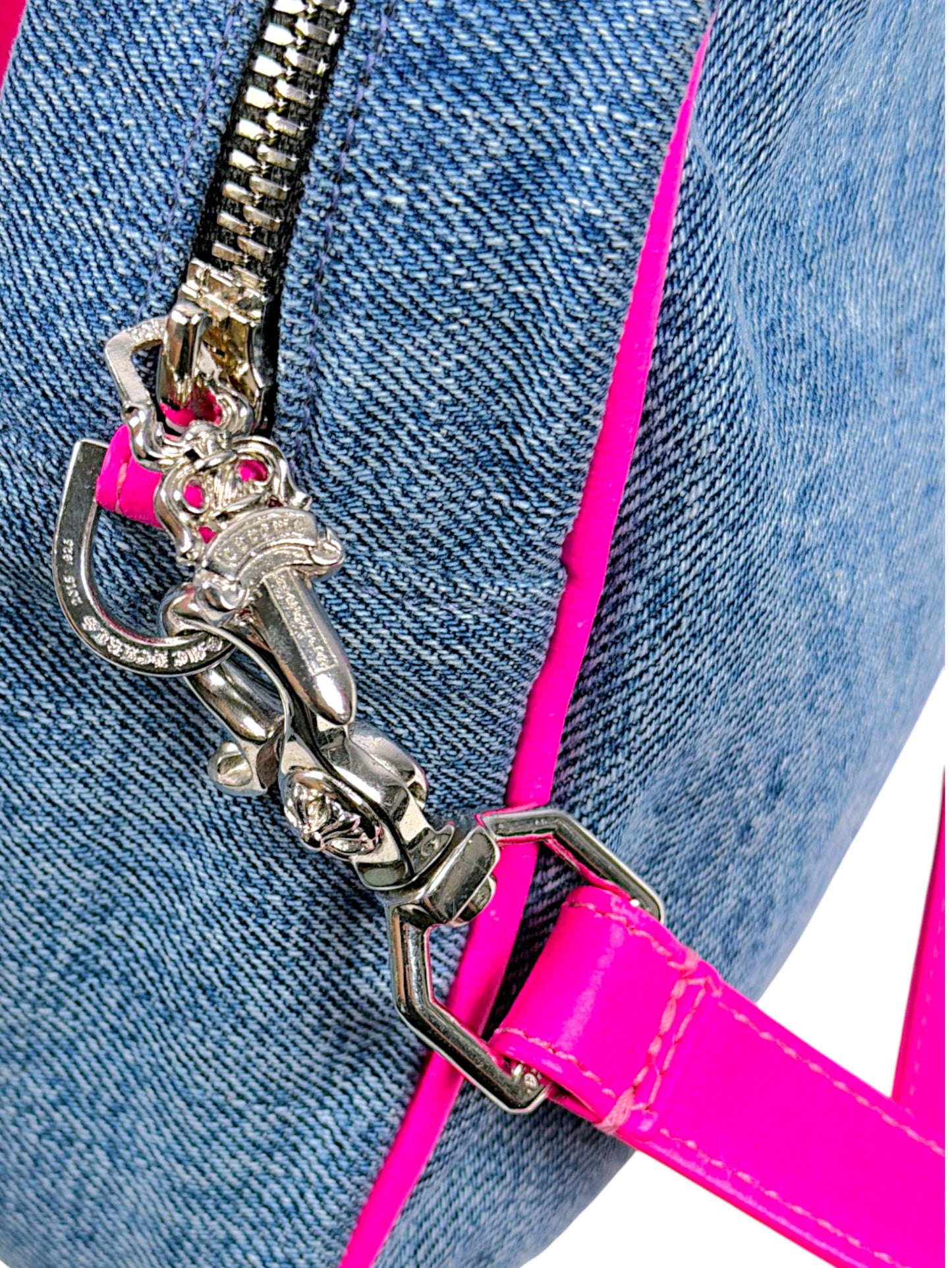 Silver .925 Zipper Pull Chrome Hearts Denim Taka Crossbody Bag