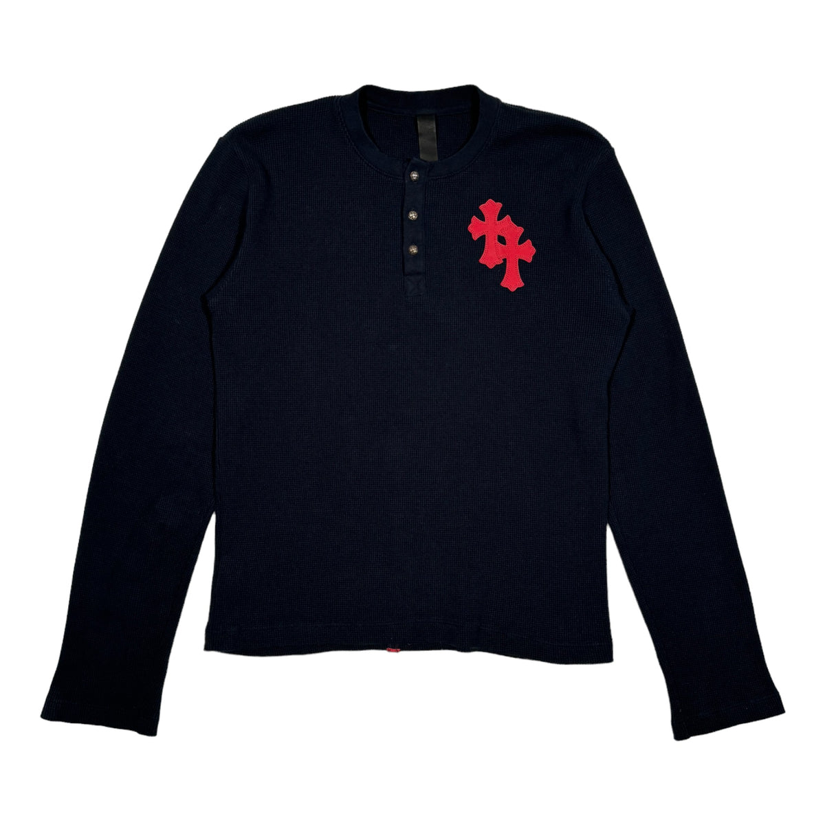 Waffle Thermal Cross Patch Henley Shirt by Chrome Hearts | YP 