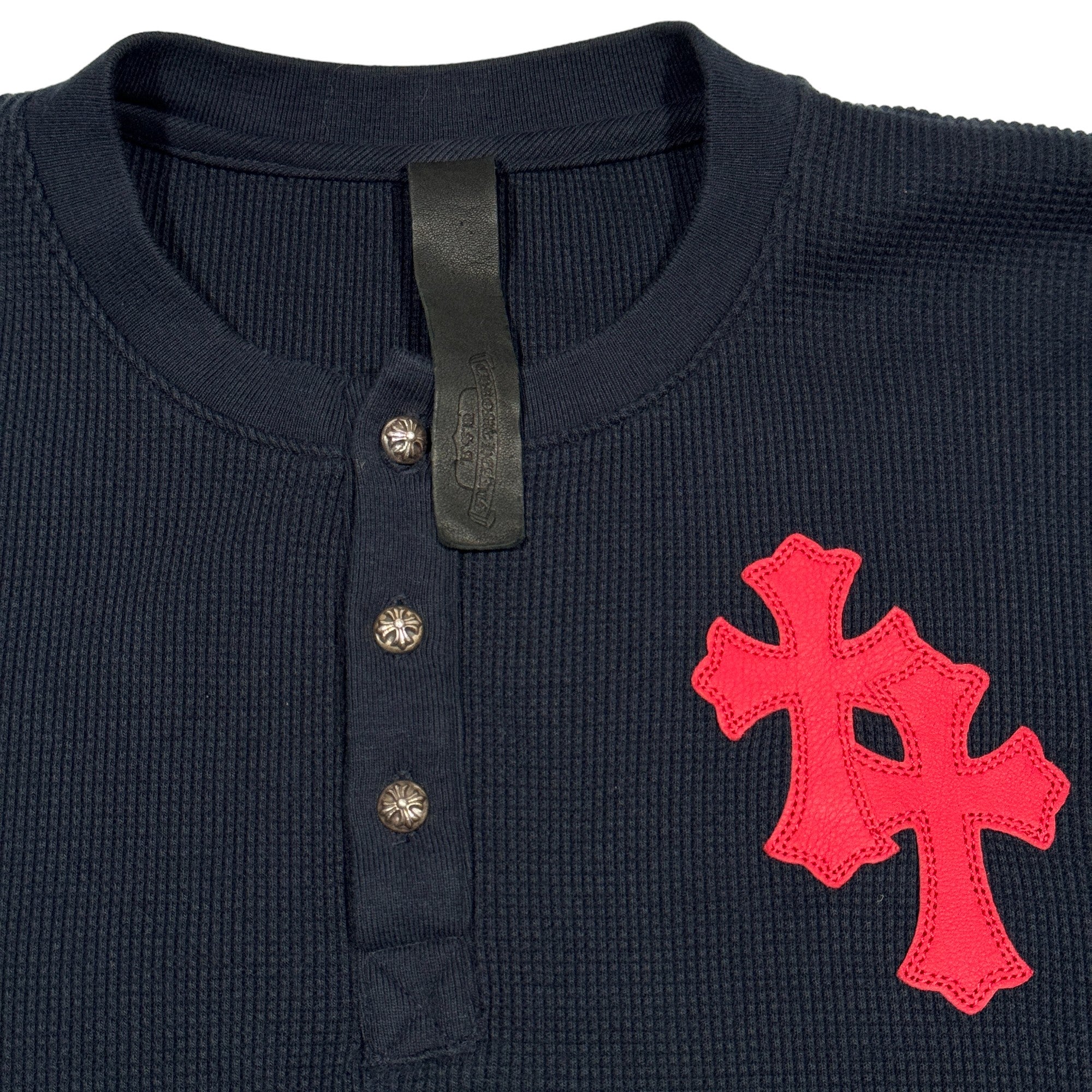 Chrome Hearts Waffle Thermal Cross Patch Henley Shirt | YP