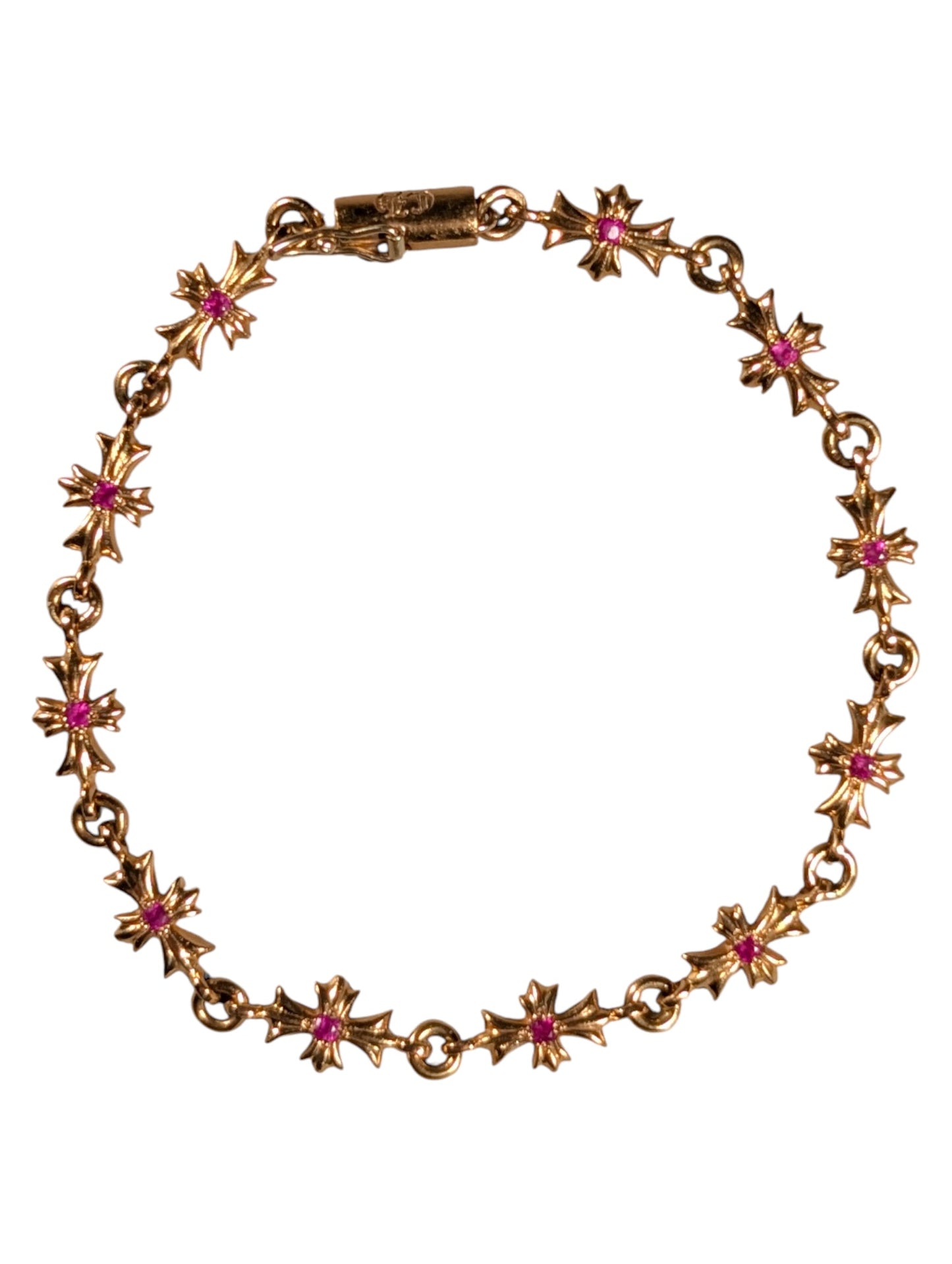 Pink Sapphire Tiny E Bracelet Gold