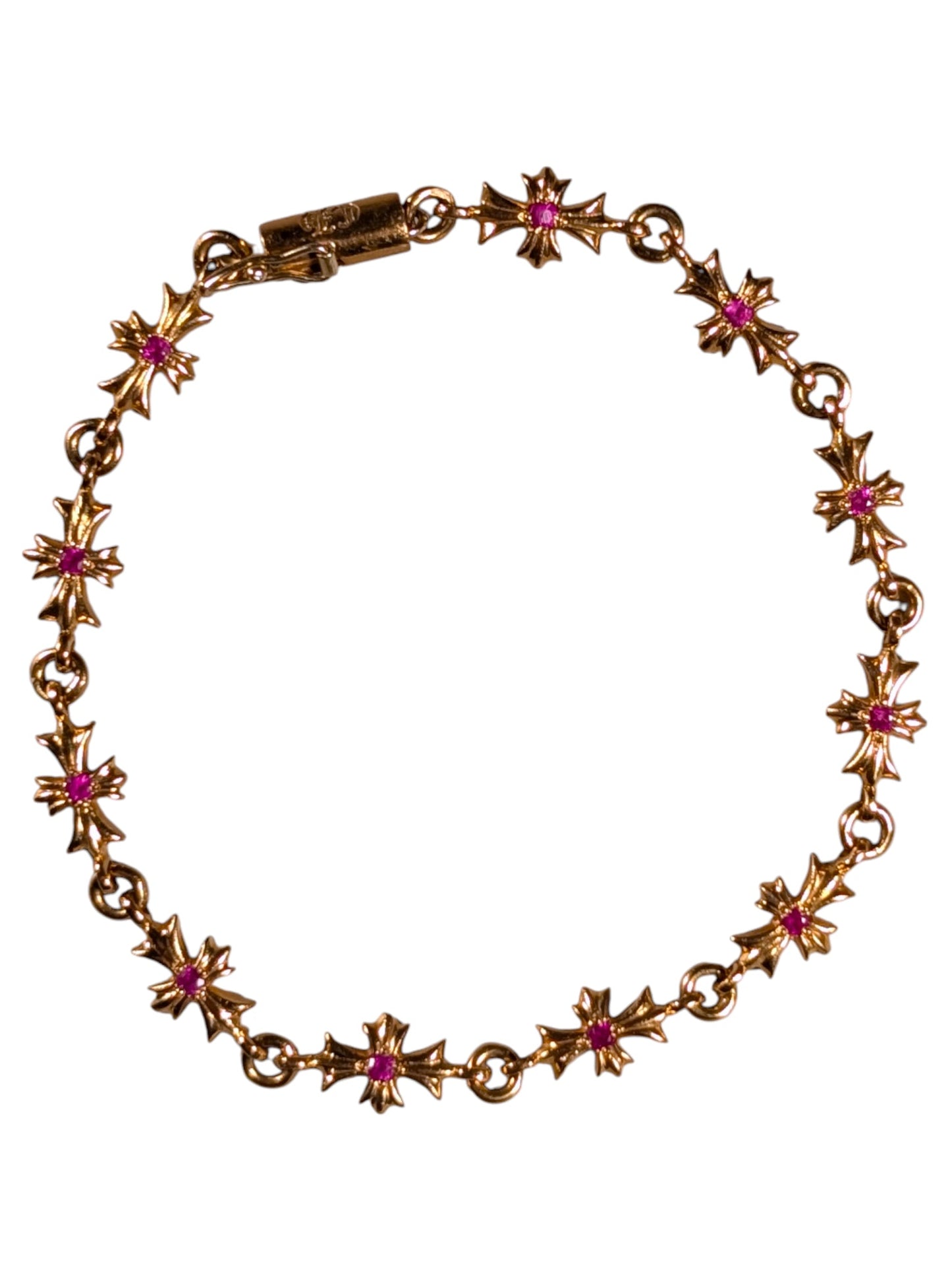 Pink Sapphire Tiny E Bracelet Gold
