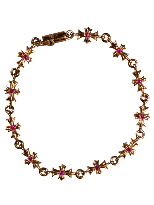 Chrome Hearts Pink Sapphire Tiny E Bracelet Gold Authentic Bracelets