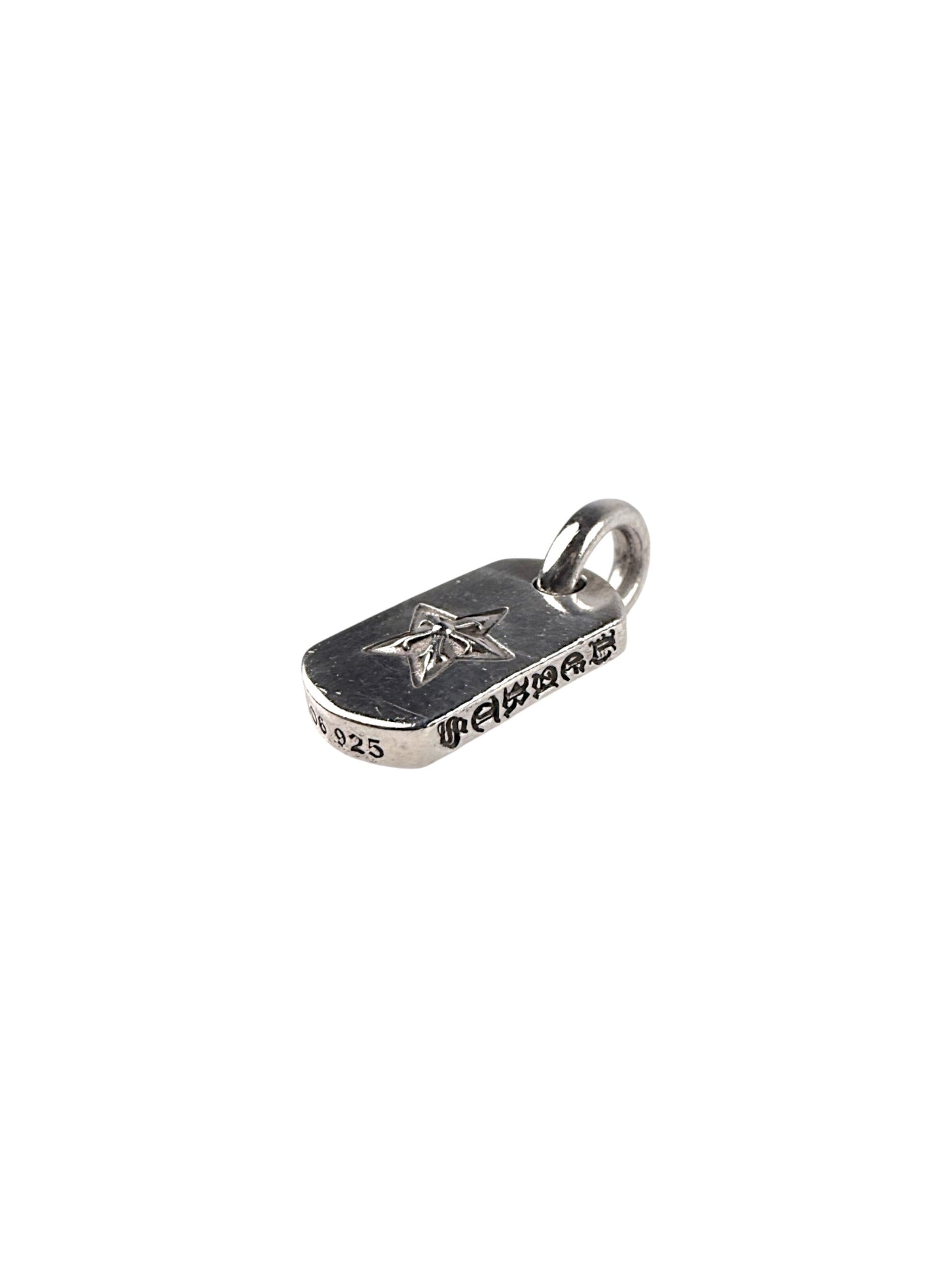 Engraved Five Point Star Chrome Hearts Silver Dog Tag Charm