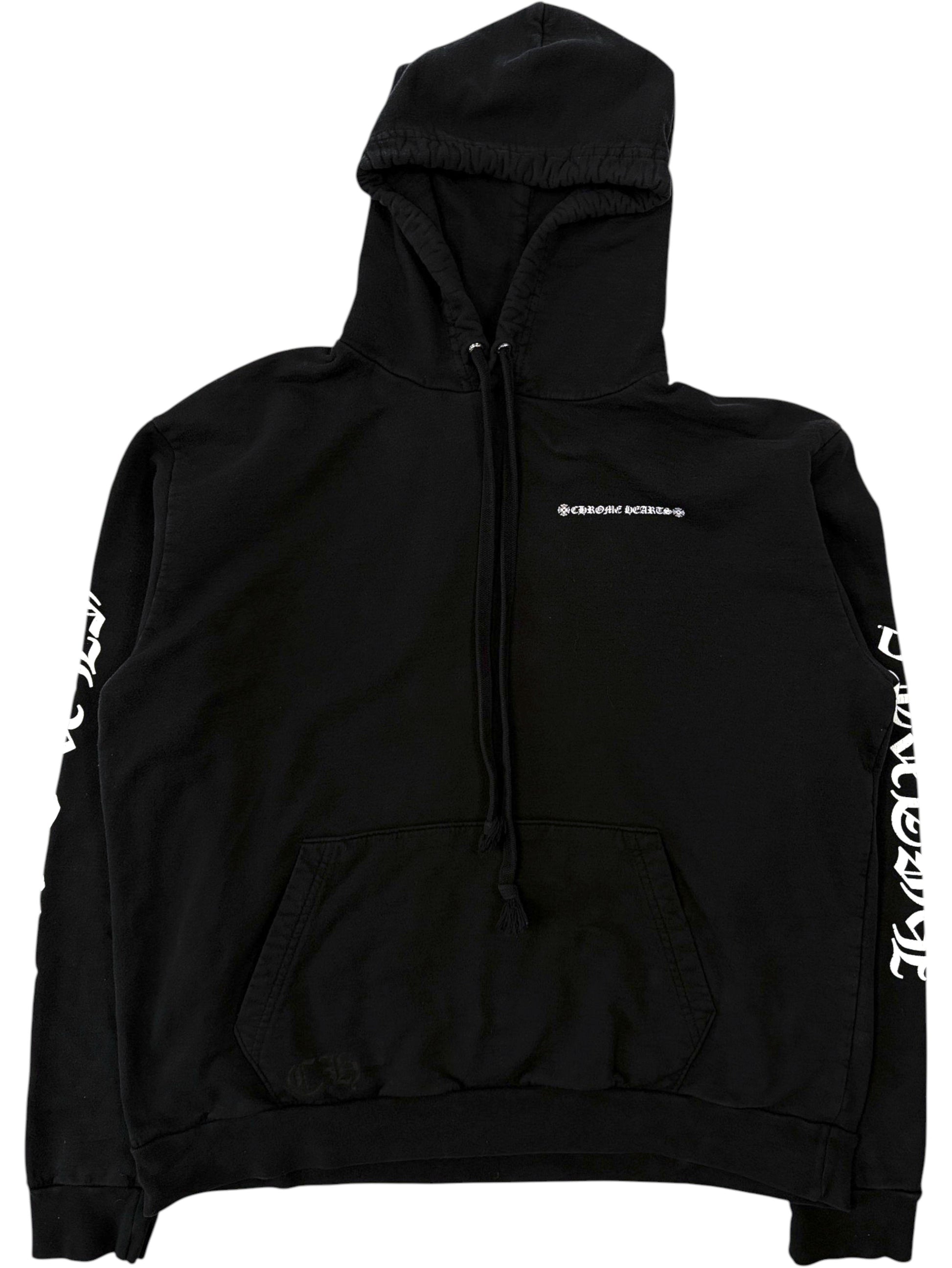 Chrome Hearts Triple Cross Cemetery Hoodie Black Cotton Spine Graphic