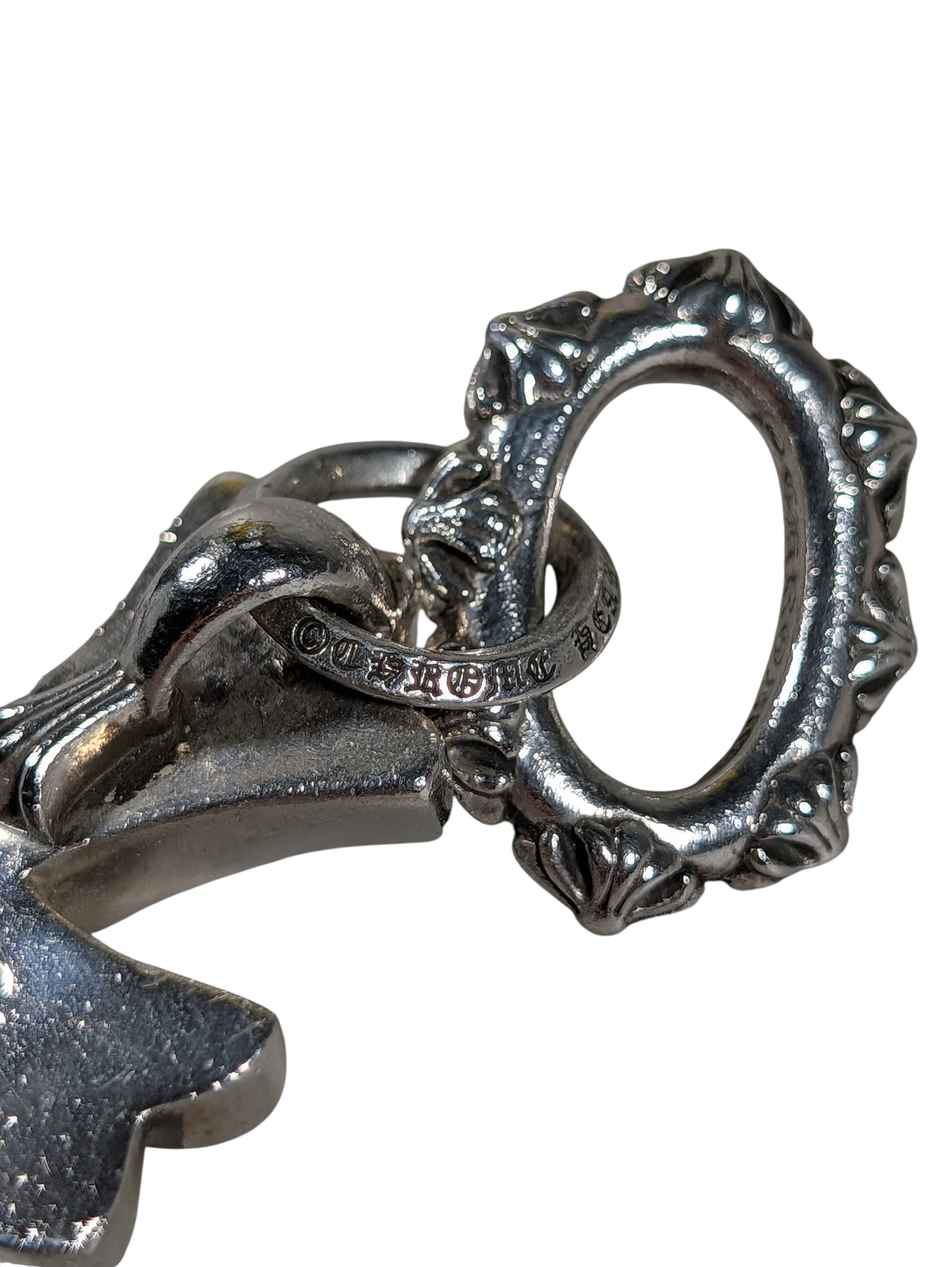 chrome hearts triple cross pendant charm keychain ring engraving sterling silver 925 collectible detail