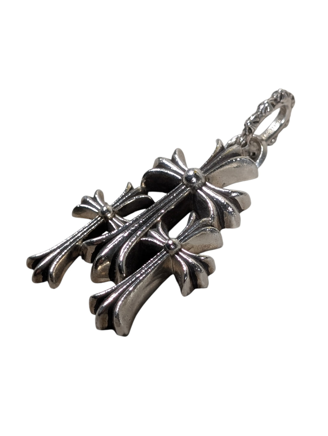 chrome hearts triple cross pendant charm side angle sterling silver 925 jewelry accessory