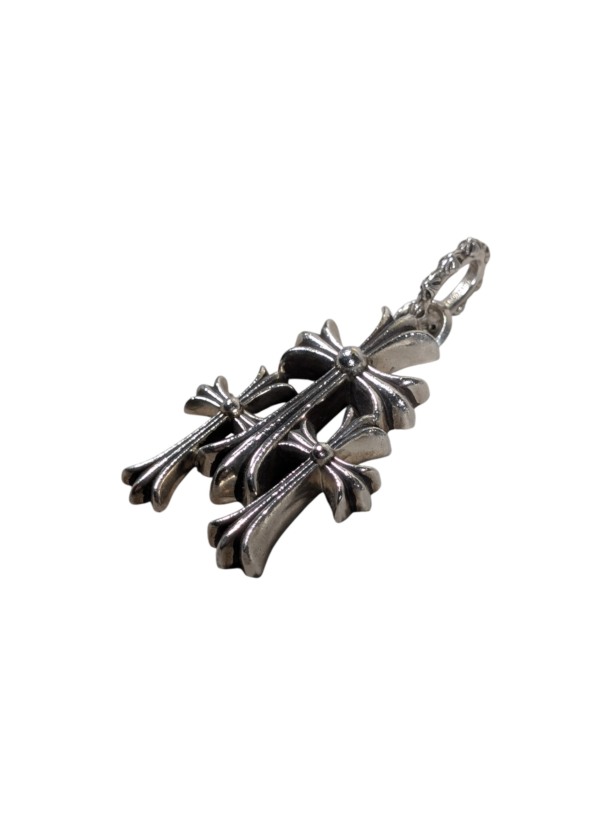 chrome hearts triple cross pendant charm side angle sterling silver 925 jewelry accessory