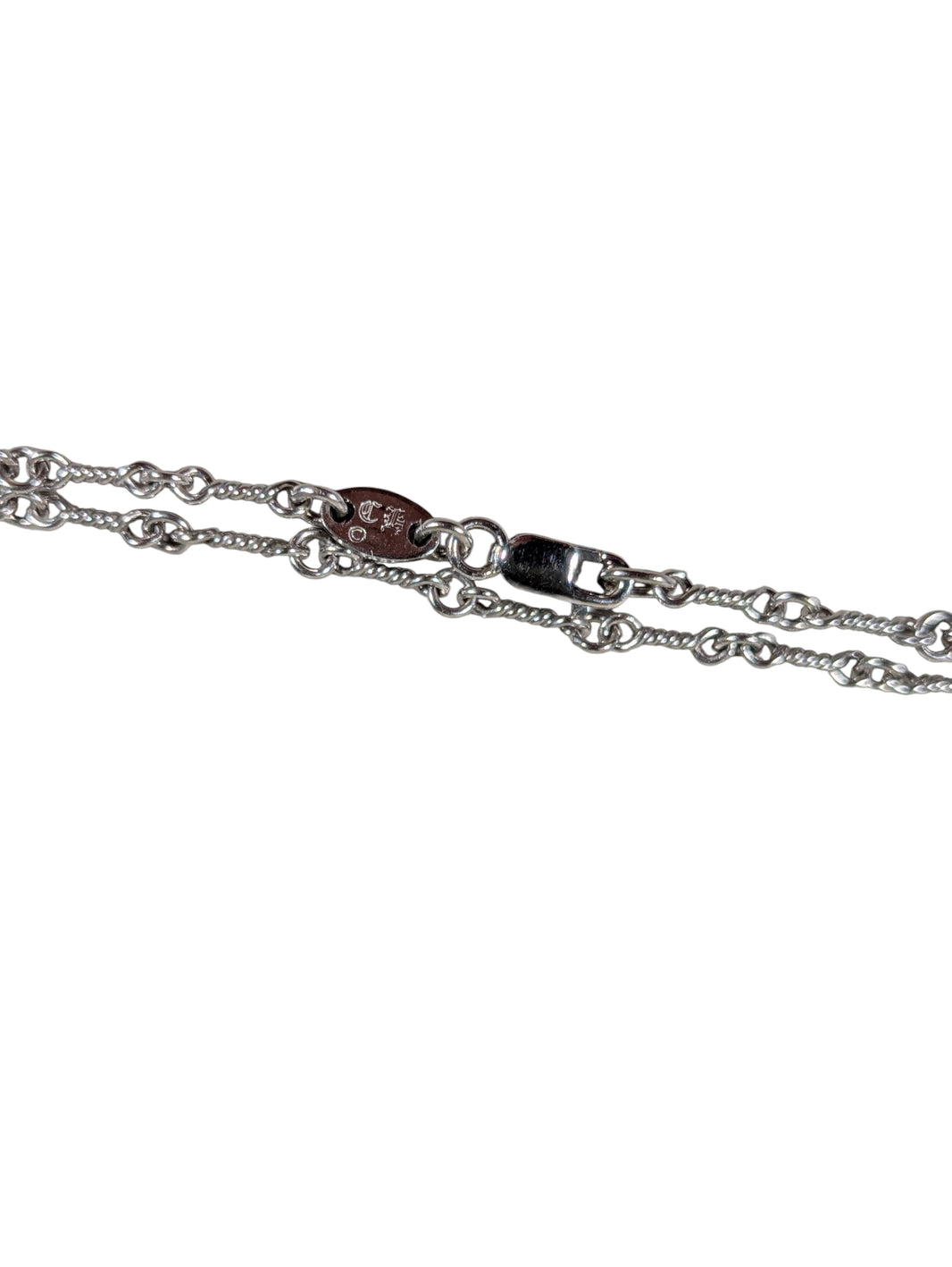 Chrome Hearts White Gold CH Twist Chain Necklace Authenticated Designer